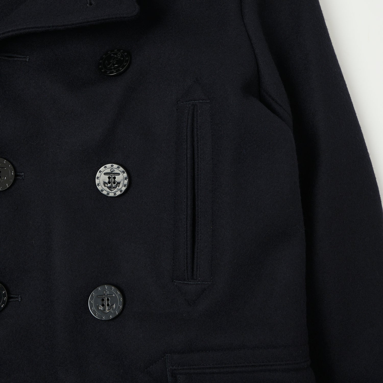 Buzz Rickson's BR14146 U.S. Navy Long Pea Coat - Classic Wool Winter Coat for Men | Perfect for Cold Weather, Military Style Outerwear & Vintage Fashion Enthusiasts