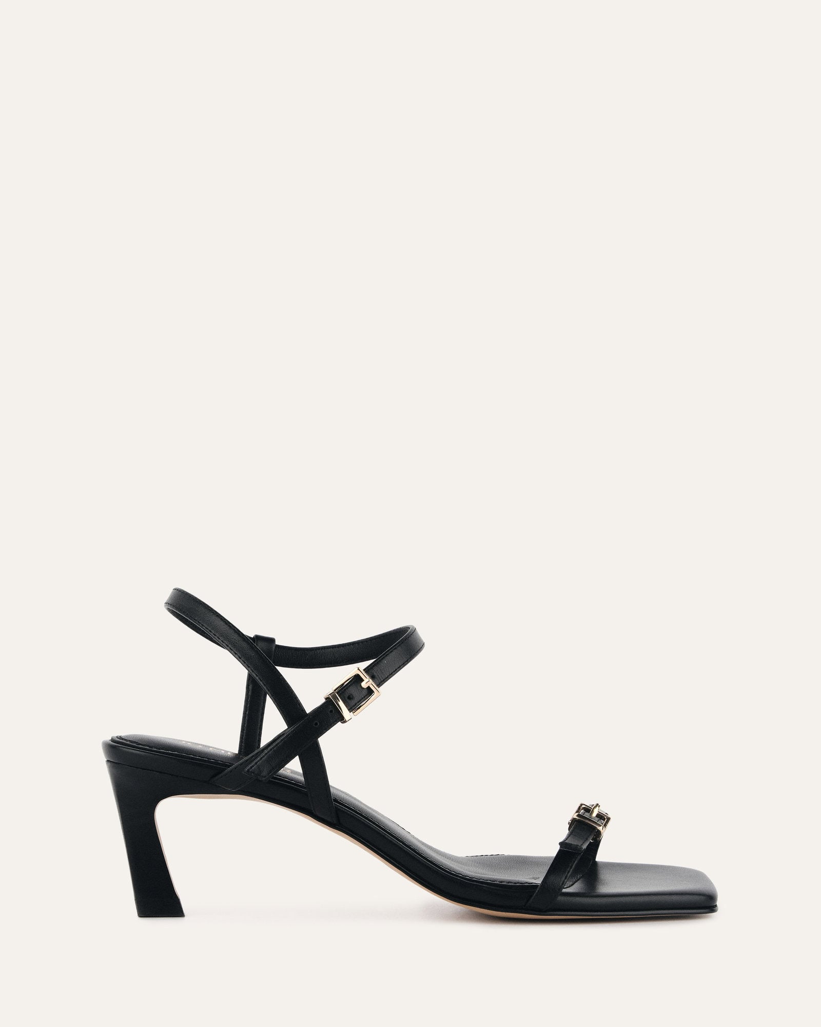 Gianni Women's Black Leather Mid Heel Sandals - Comfortable Dressy Strappy Shoes for Weddings, Parties & Office Wear