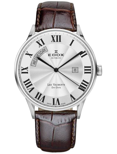 Edox Les Vauberts Day Date Automatic Men's Watch 83010 3B AR - Swiss Luxury Timepiece for Business & Formal Occasions