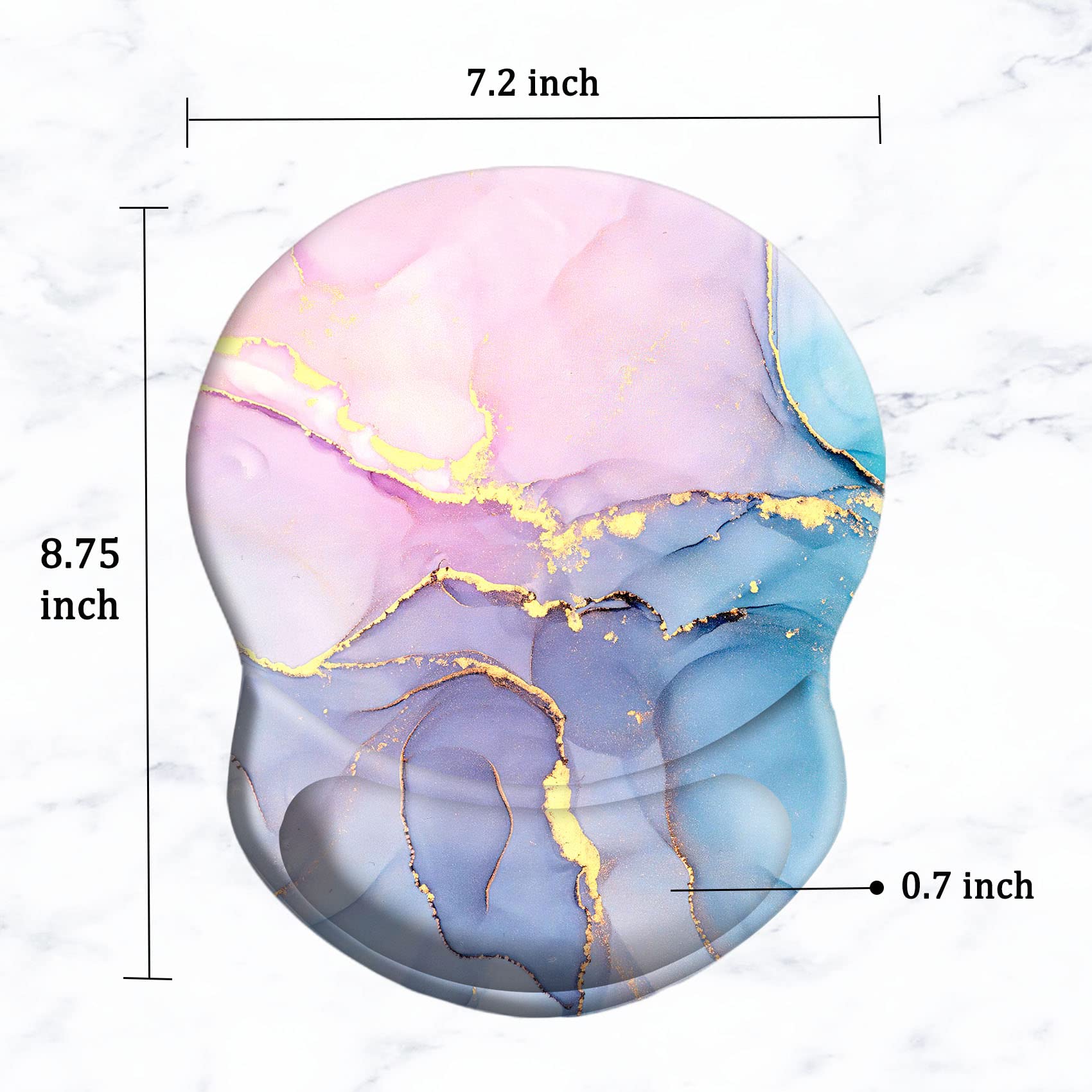 Ergonomic Mouse Pad with Wrist Support - Pain Relief, Non-Slip PU Base for Home Office, Working, Studying & Gaming - Comfortable Computer Mouse Pad (Pink Purple Marble) | Perfect for Long Hours of Computer Use, Typing and Online Meetings