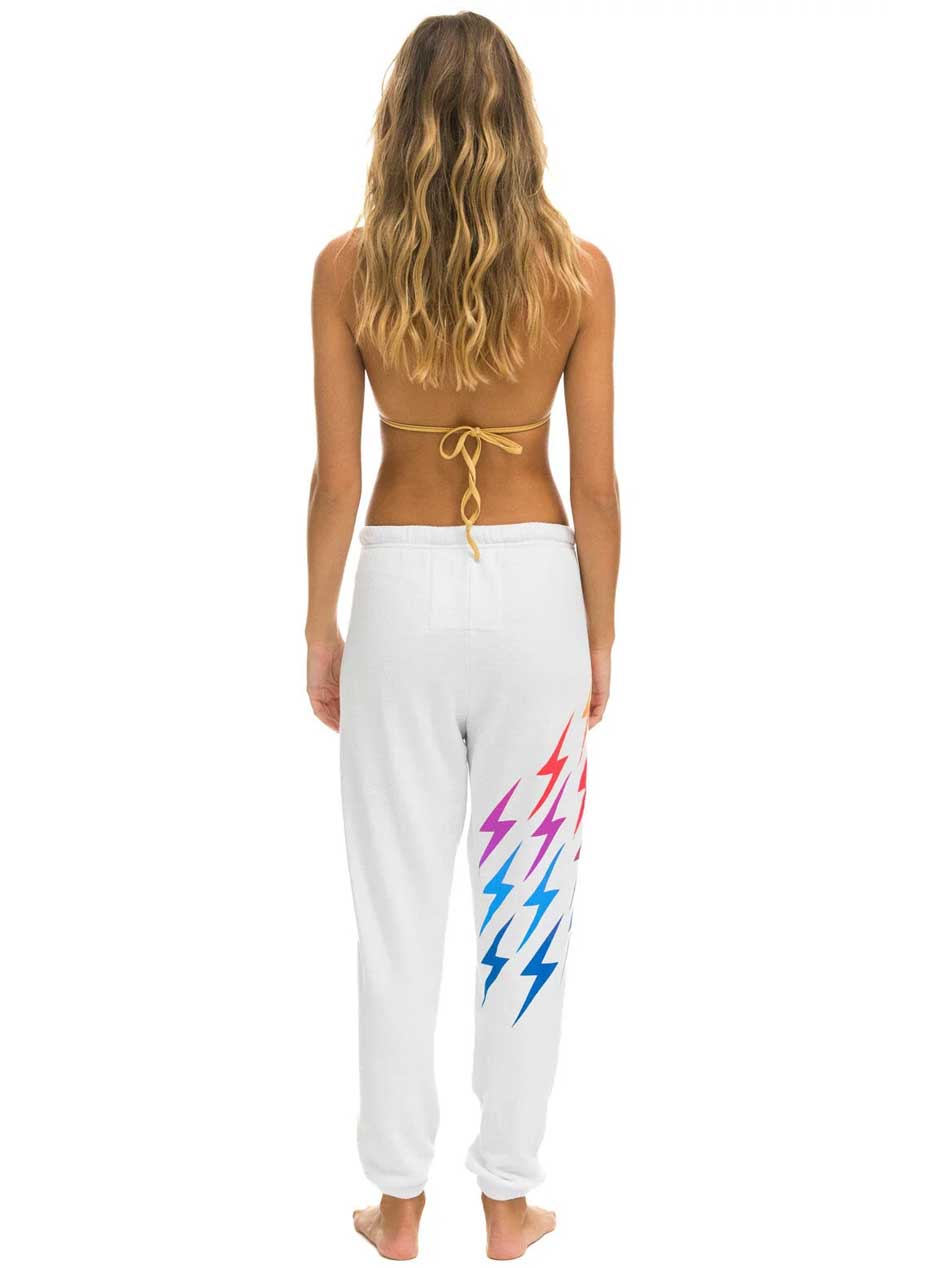 Aviator Nation Women's Bolt Gradient Sweatpants - White Rainbow | Soft Fleece Joggers for Yoga, Lounge & Casual Wear