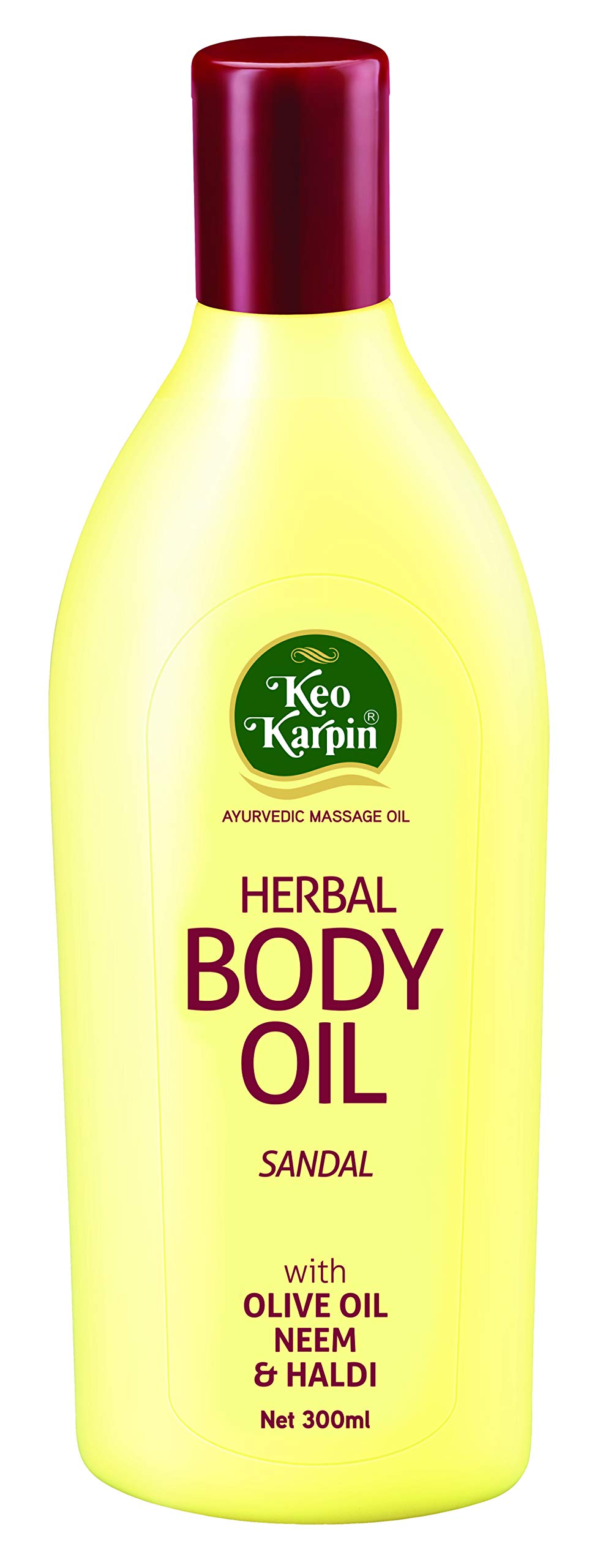 Keo Karpin Ayurvedic Body Oil with Olive Oil, Neem & Turmeric (Haldi) - Moisturizing & Nourishing for Dry Skin, Hair Care & Massage Therapy