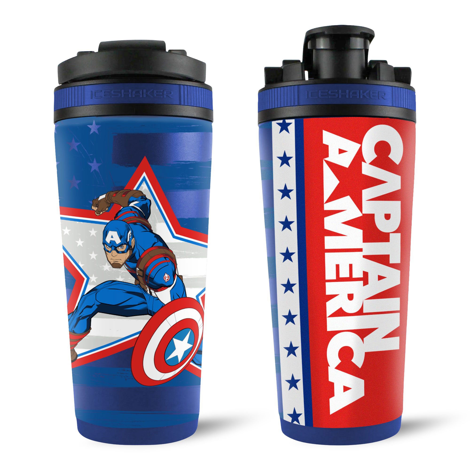 Marvel Captain America 4D Ice Shaker Cup - Stainless Steel Insulated Tumbler for Cold Drinks - Perfect for Gym, Workout, Office & Outdoor Activities