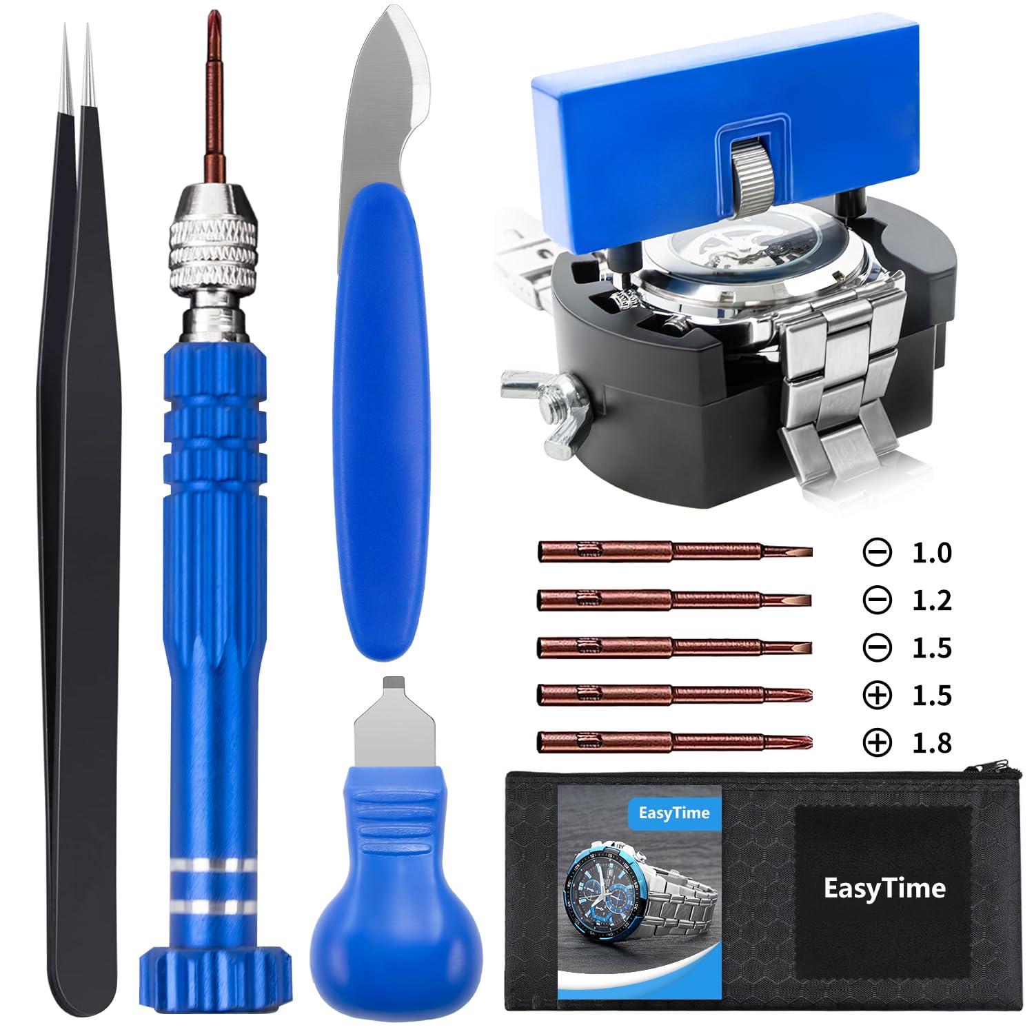 Professional Watch Battery Replacement Tool Kit - Adjustable Case Opener, Tweezers & Screwdriver Set for Watch Repair | Perfect for DIY Watch Back Removal & Maintenance at Home or Workshop