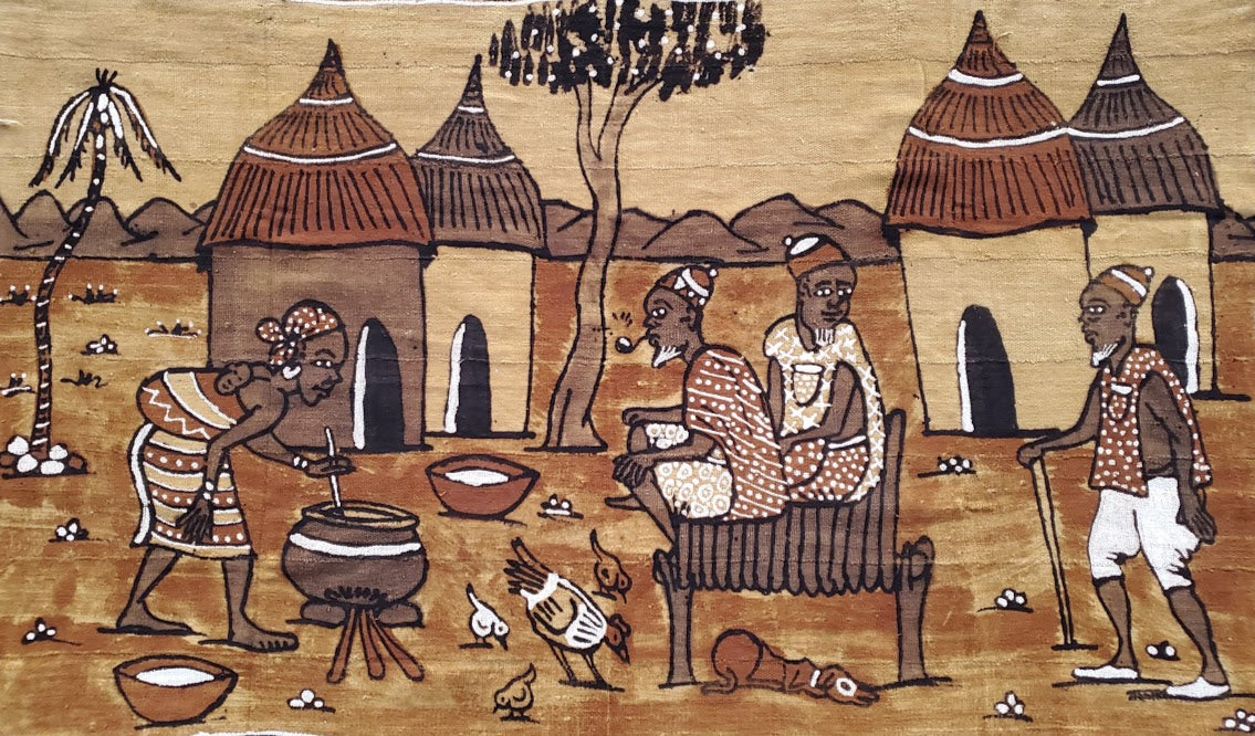 Authentic African Mud Cloth Artwork DPAT501 - Handcrafted Home Decor for Wall, Living Room & Bedroom - Perfect for Boho, Farmhouse & Ethnic Interior Design Styles
