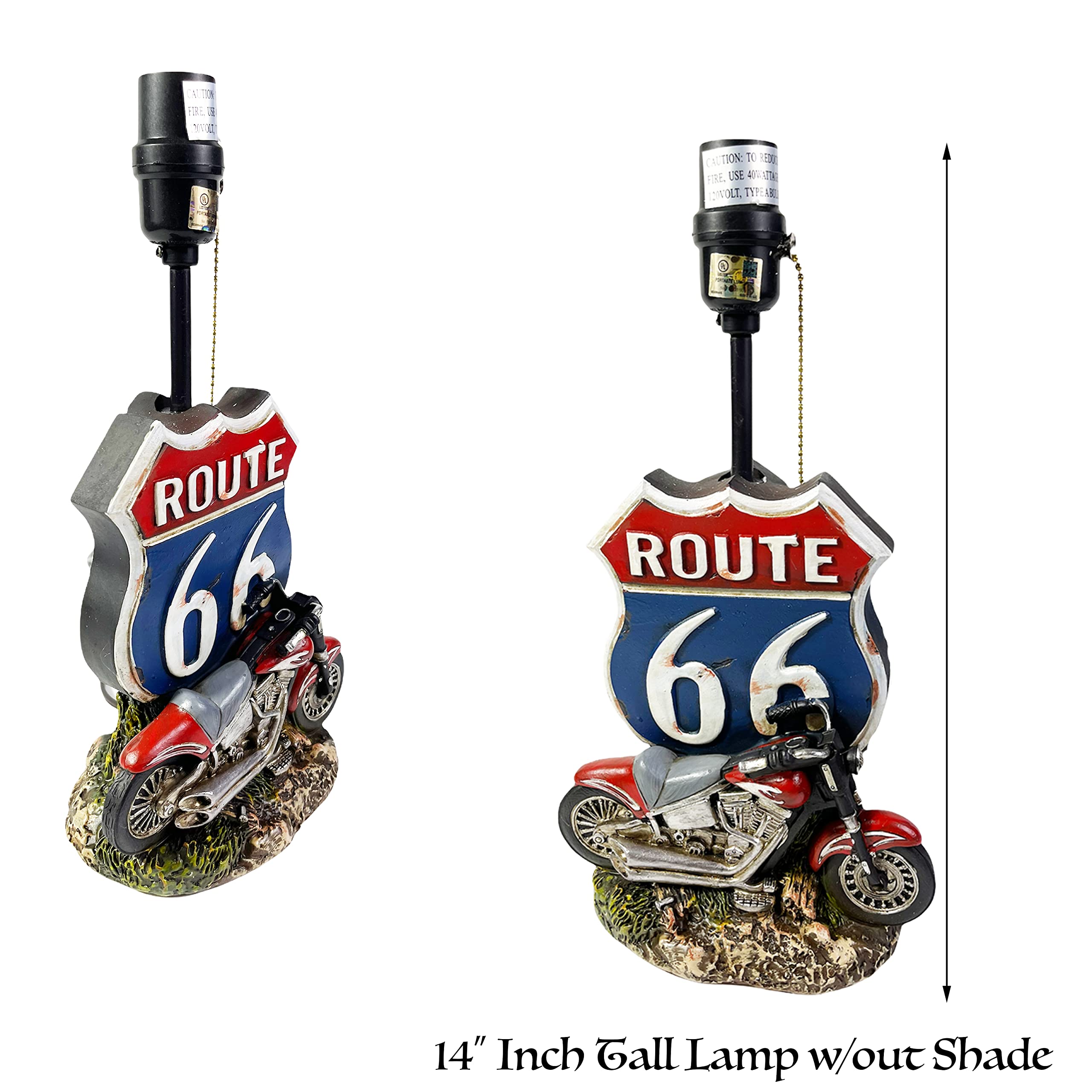 Urbalabs Biker Route 66 Motorcycle Chain Gas Pump Lamp - Rustic Man Cave Decor, Farmhouse Nightstand & Living Room End Table Lighting - Brown Shade Only | Perfect for Bedroom, Office & Western-Themed Home Decor