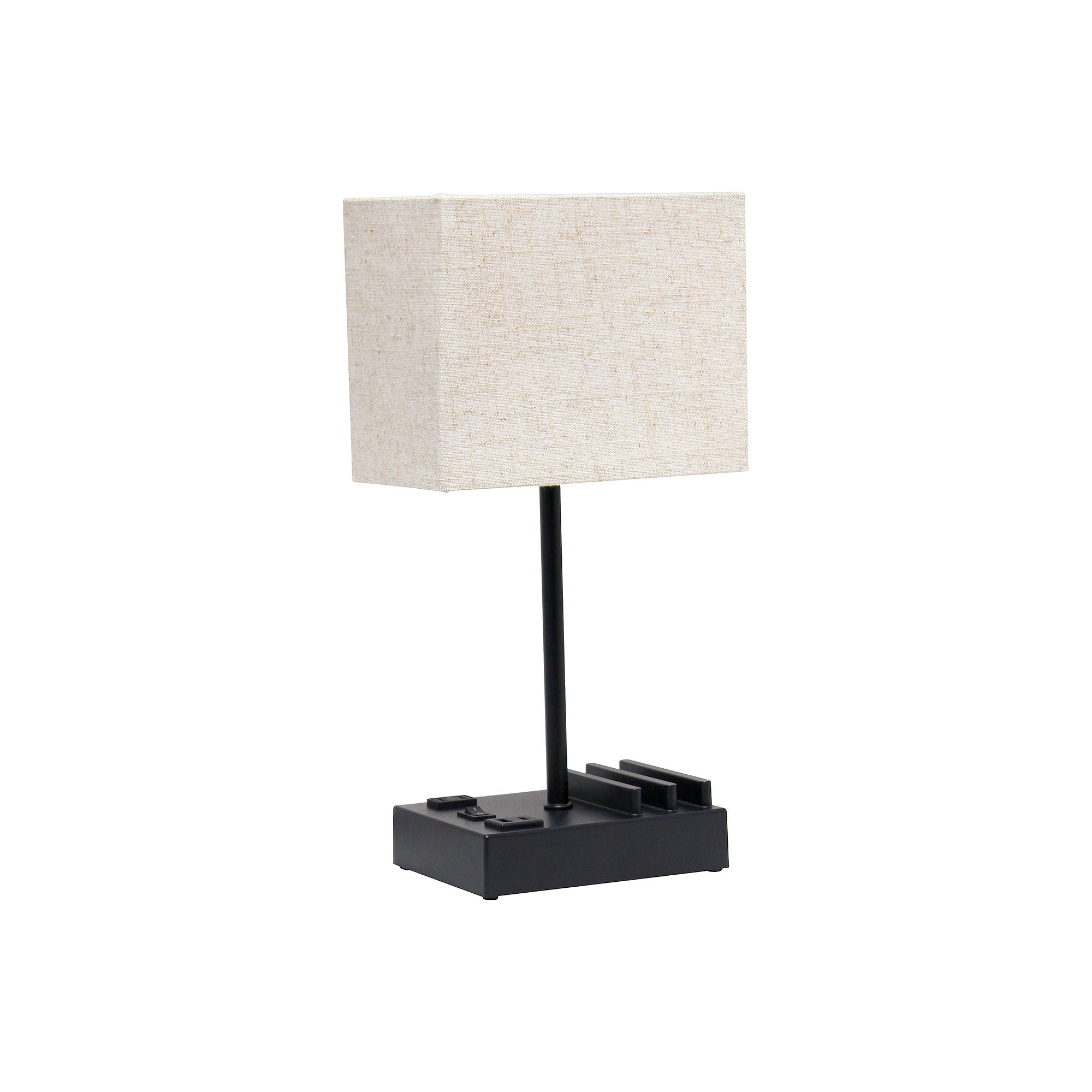 All The Rages Simple Designs 2-Port USB Plastic Table Lamp LT1110 BGB - Black Desk Lamp with USB Charging for Bedroom, Office & Nightstand