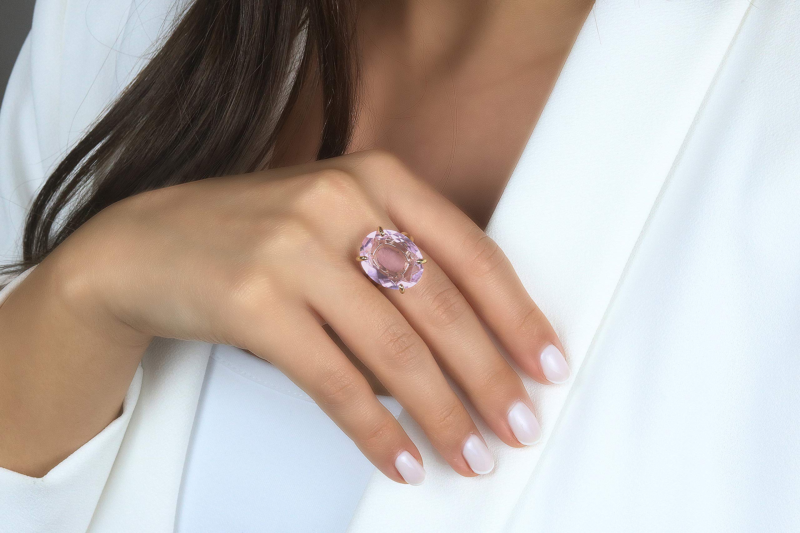 16x20mm Rose Quartz Gemstone Ring for Women - 14k Rose Gold Oval Ring - Handmade Elegant Jewelry for Occasions, Gifts & Everyday Wear | Perfect for Valentine's Day, Anniversary & Date Night