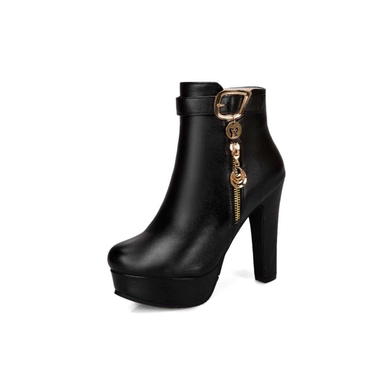Viuluti Women's Sexy High Heel Ankle Boots - Soft Leather Buckle Zipper Platform Booties for Women | Comfortable Rubber Sole | Perfect for Night Out, Party & Office Wear
