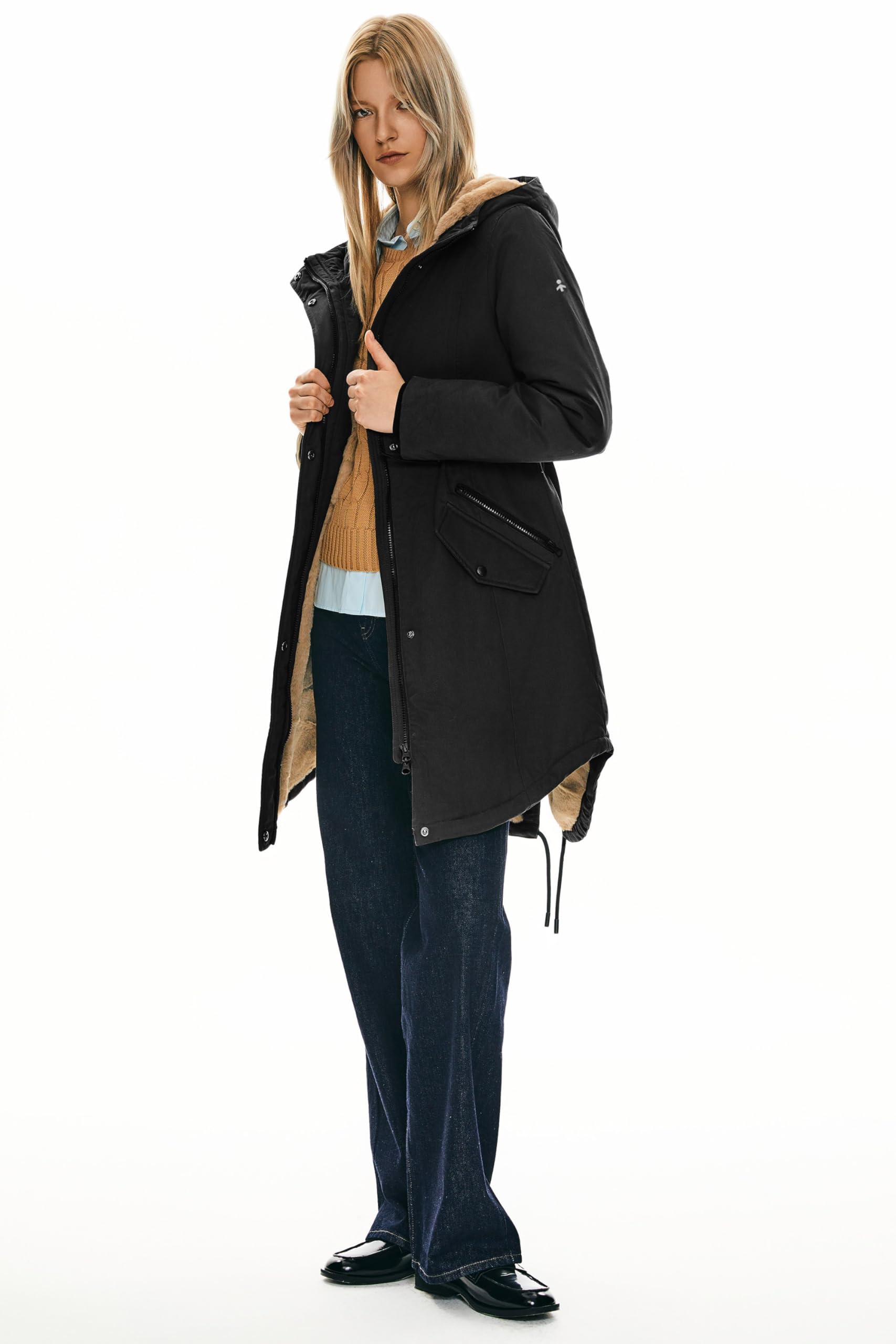 Orolay Women's Thick Fleece Lined Parka Winter Coat - Warm Hooded Jacket with Pockets for Outdoor Activities, Snow, and Cold Weather