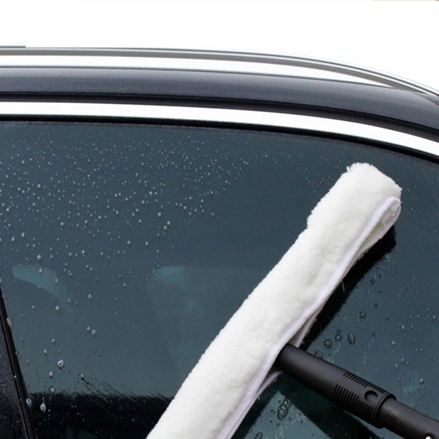 Qwick Click Cotton Window Washer Cleaning Tool - Handy Glass Wiper for Windows & Car Windshields - Wet & Dry Mop (White/Black) - Perfect for Home, Office & Auto Cleaning