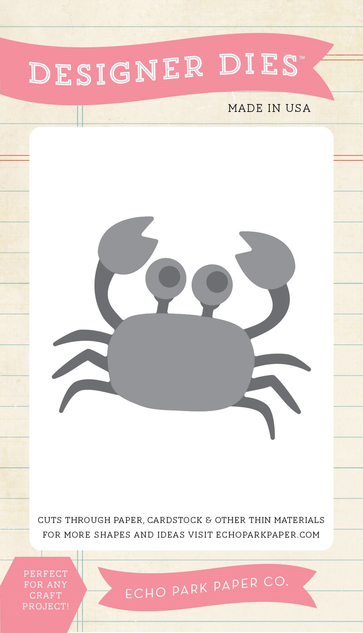 Echo Park Paper Company Crab Die Set - Scrapbooking & Card Making Die Cut Tool for DIY Crafts, Perfect for Beach & Ocean Theme Projects