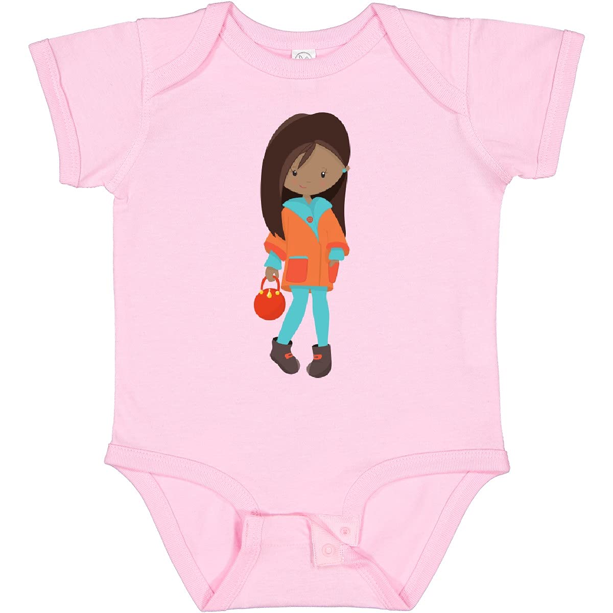 Inktastic African American Girl Fashion Baby Bodysuit - Orange Jacket Design for Infants & Toddlers | Perfect for Playdates, Family Outings & Photo Shoots