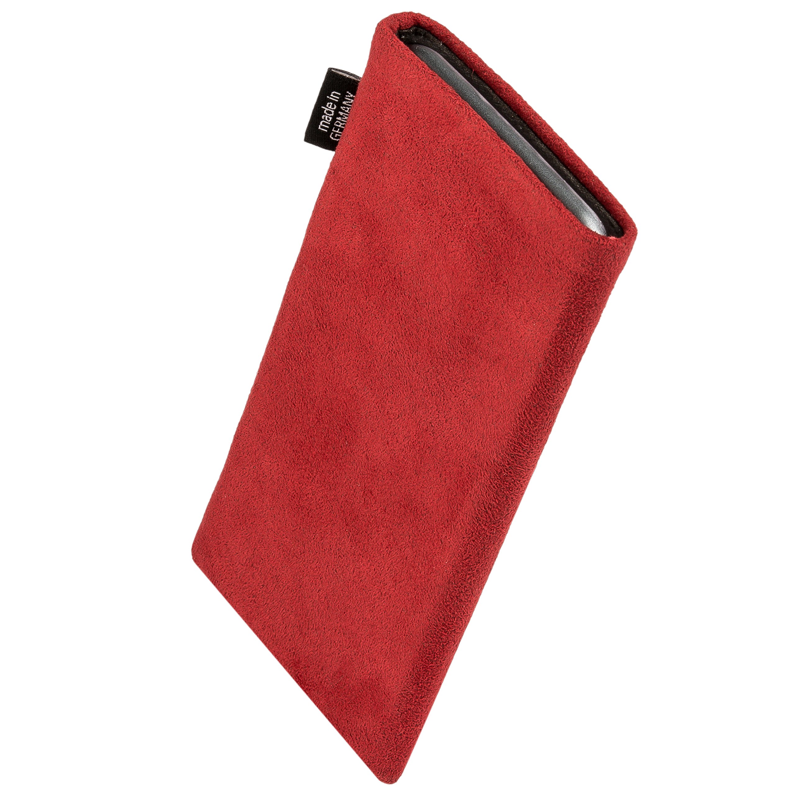 Premium Custom Tailored Red Sleeve Case for OnePlus 7 Pro / 7T Pro - German-Made Genuine Alcantara Cover with Microfiber Lining for Screen Protection & Cleaning - Perfect for Business Travel, Daily Commute & Device Safekeeping