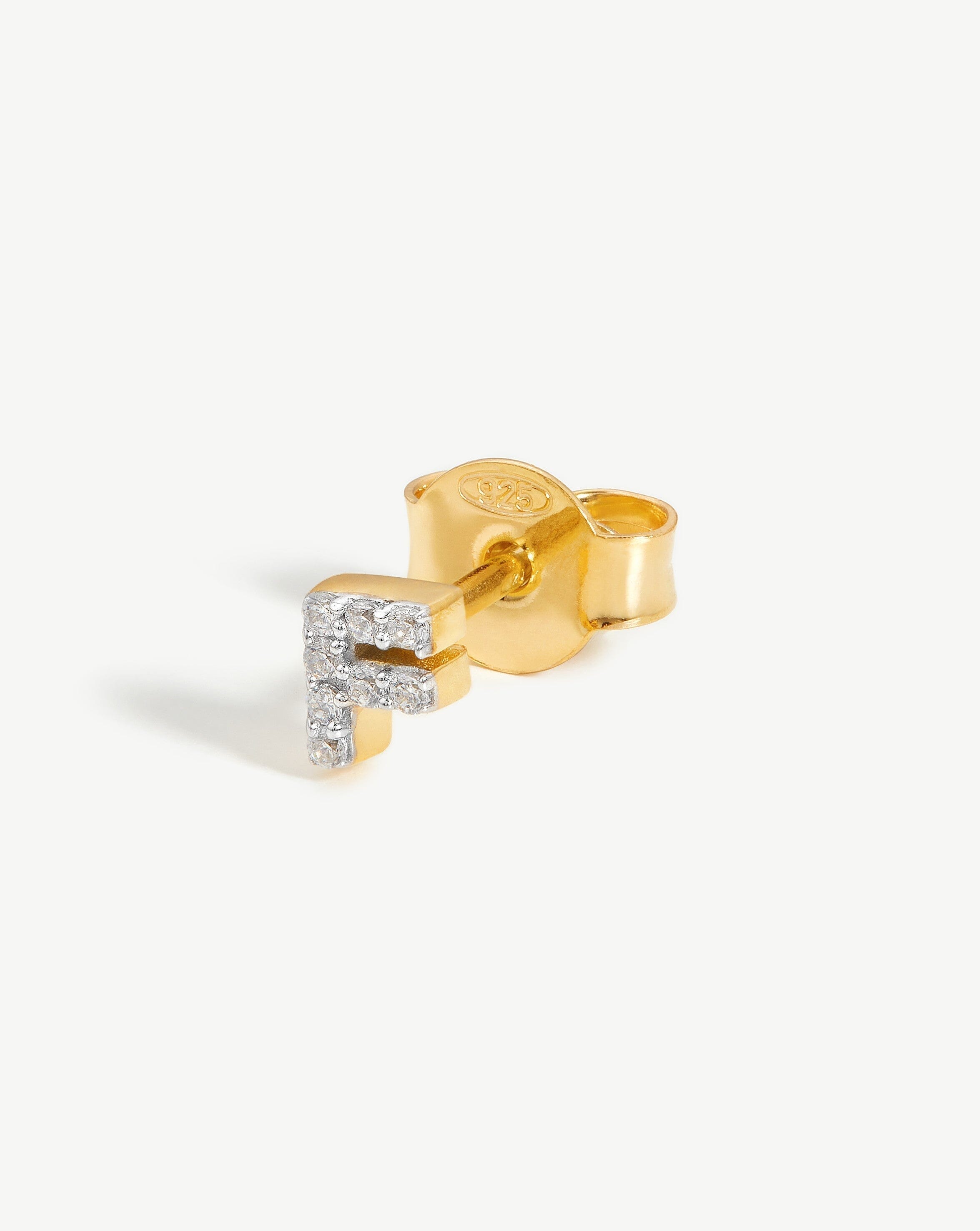 Pave Initial Single Stud Earrings - Personalized 18k Gold Vermeil & Cubic Zirconia Monogram Jewelry - Perfect for Gifts, Birthdays, and Everyday Elegance