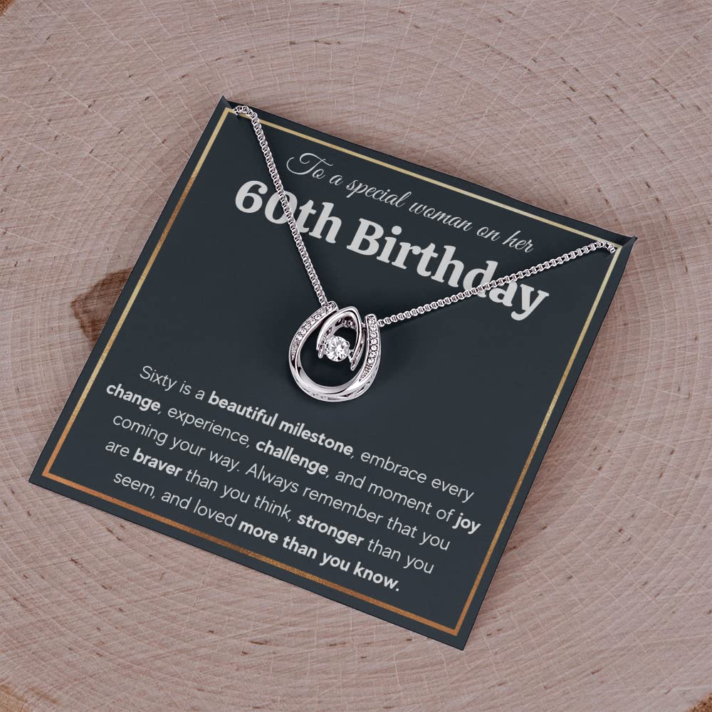 60th Birthday Gifts for Women - Elegant Happy 60 & Fabulous Necklace Set with Message Card & Gift Box | Perfect Retirement, Milestone Celebration & Mother's Day Present