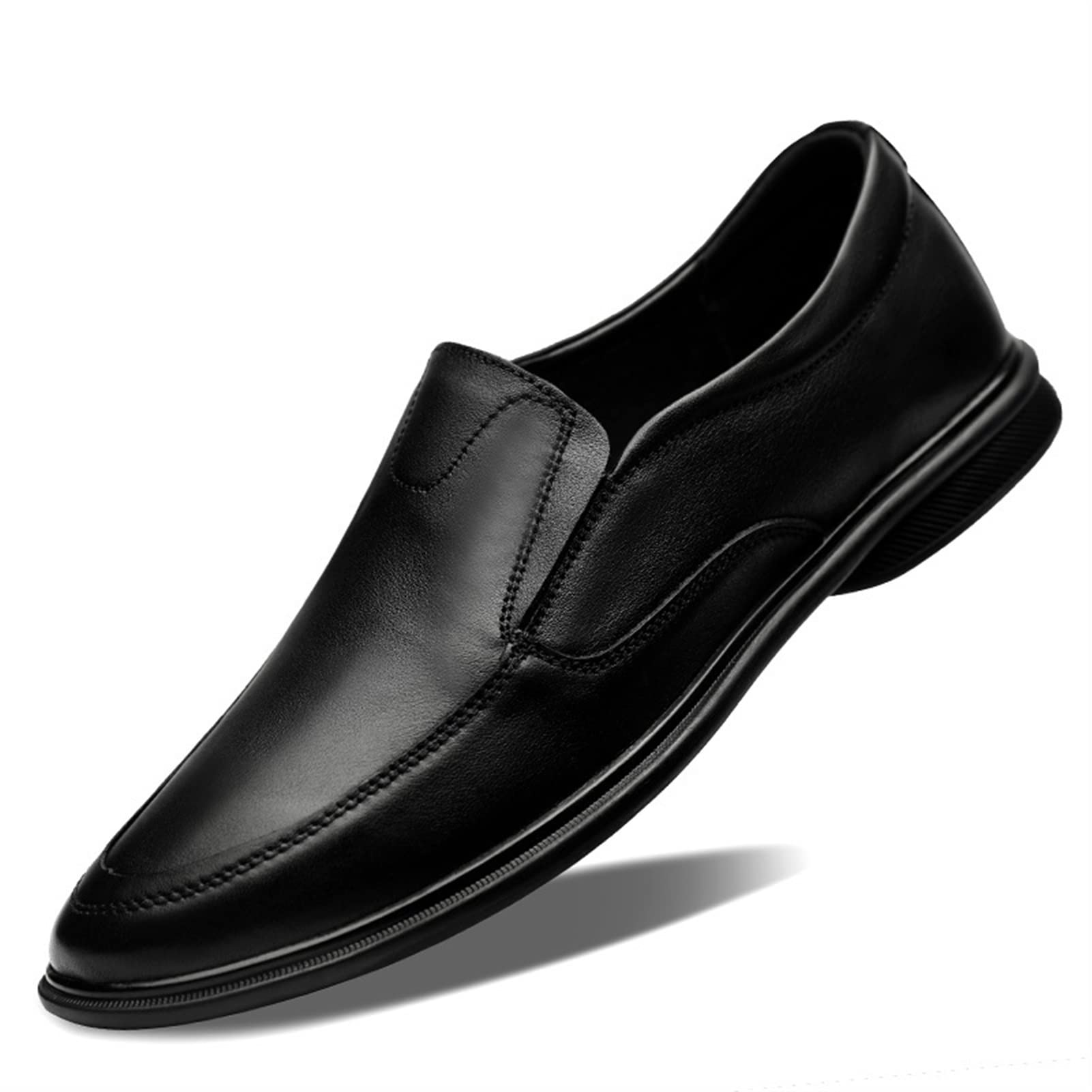 Men's Leather Oxford Dress Shoes - Lace-Up Derby Shoes with Round Toe & Slip-Resistant Rubber Sole for Business, Party & Formal Occasions
