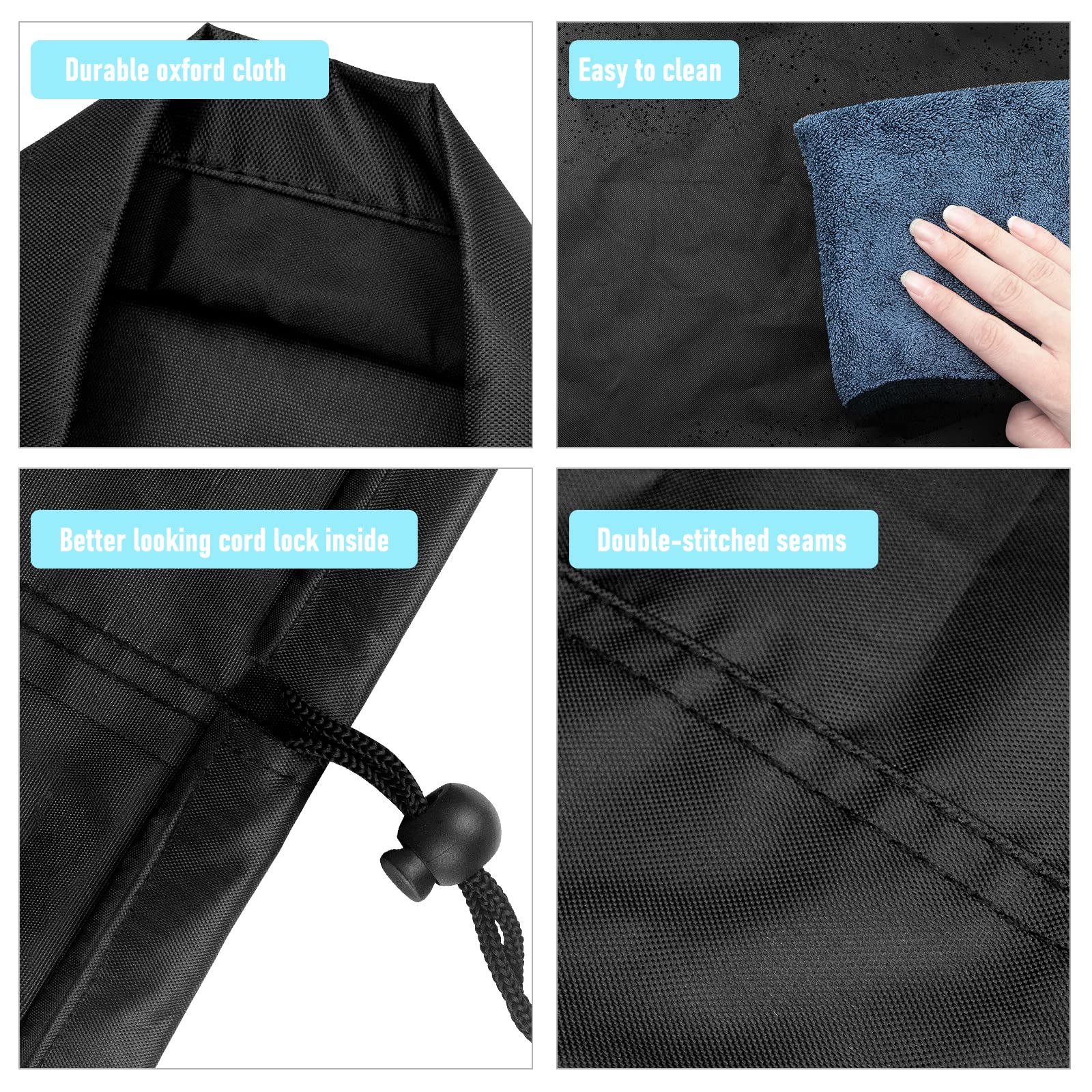 Heavy Duty 62 Inch Round Patio Table Cover Waterproof Outdoor Furniture Protector - Durable Oxford Fabric for Garden, Dining Set, Chair Set - Ideal for Backyard, Deck, and Poolside Use - Black