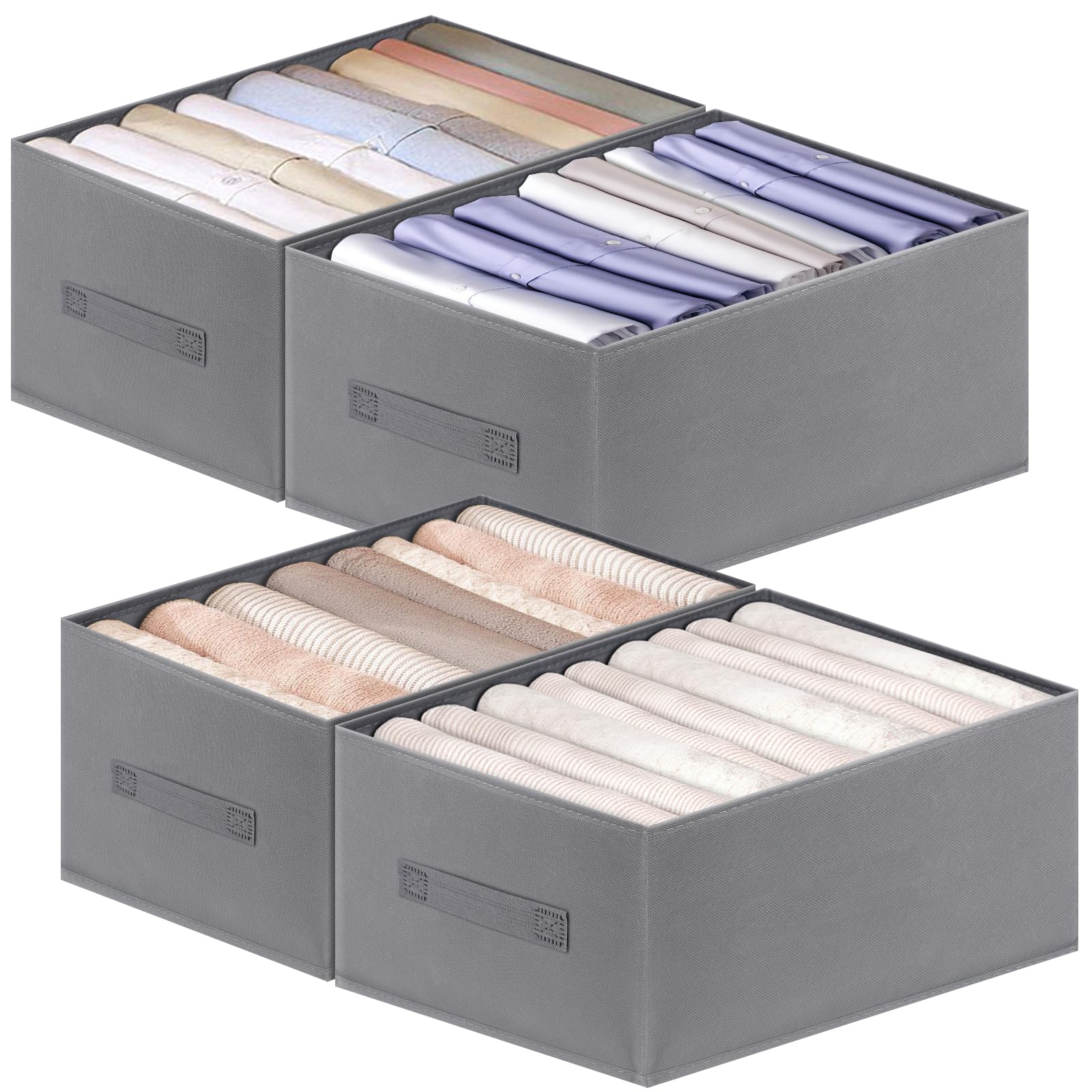 4-Pack Fabric Storage Bins with Handles - Collapsible for Bedroom & Living Room Organization