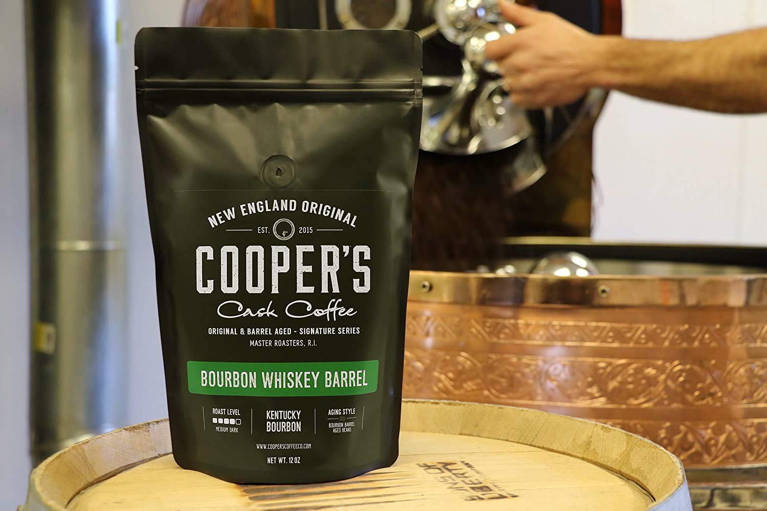 Bourbon Barrel Aged Coffee - Dark Roast Colombian Beans - 5lb for Home Brewing