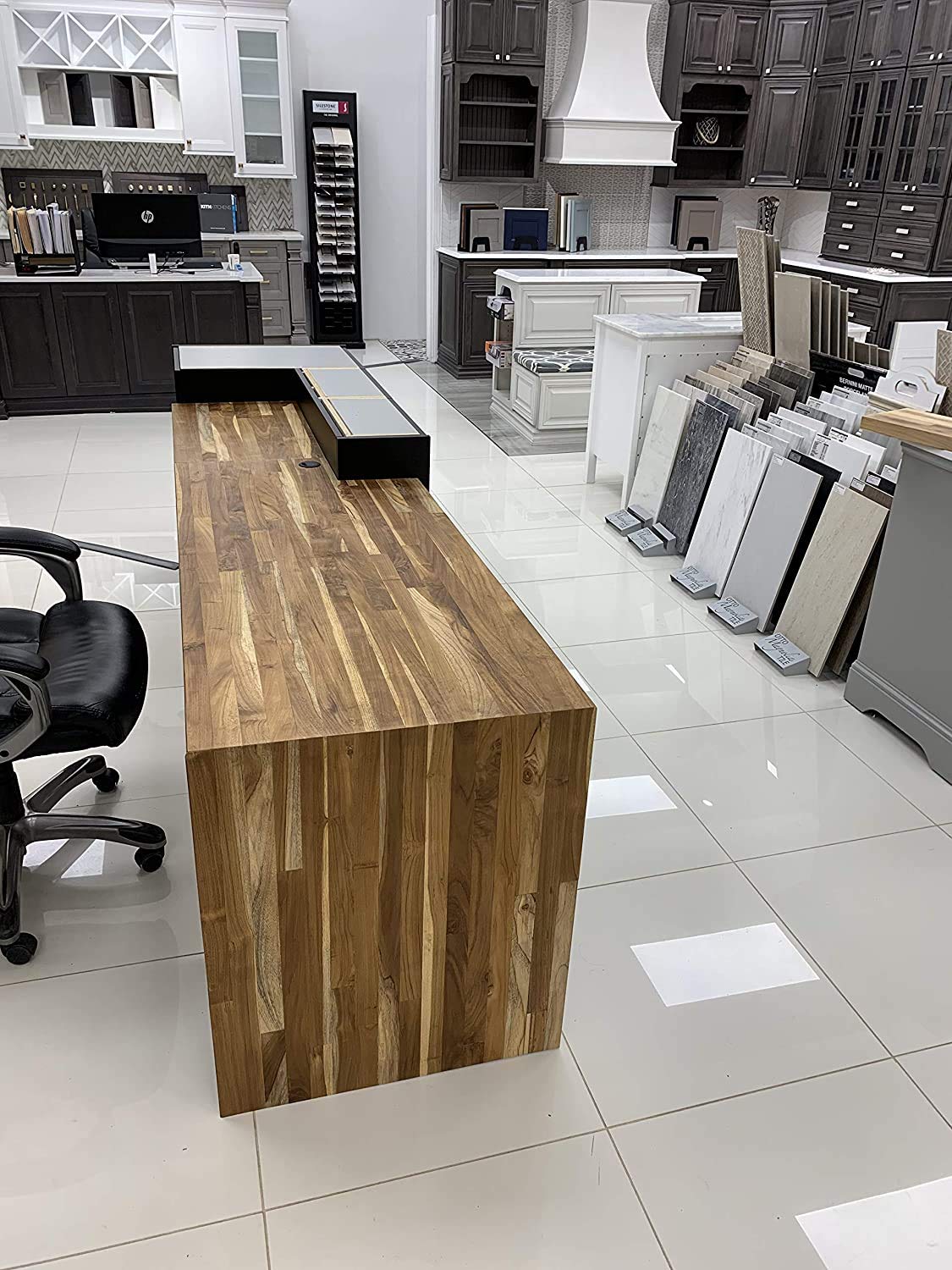 Premium Teak Wood Countertop with Oil Finish - 1.5 Inch Thick Kitchen Island & Bar Top - Durable Natural Wood Surface for Modern Kitchens, Restaurants & Outdoor Bars