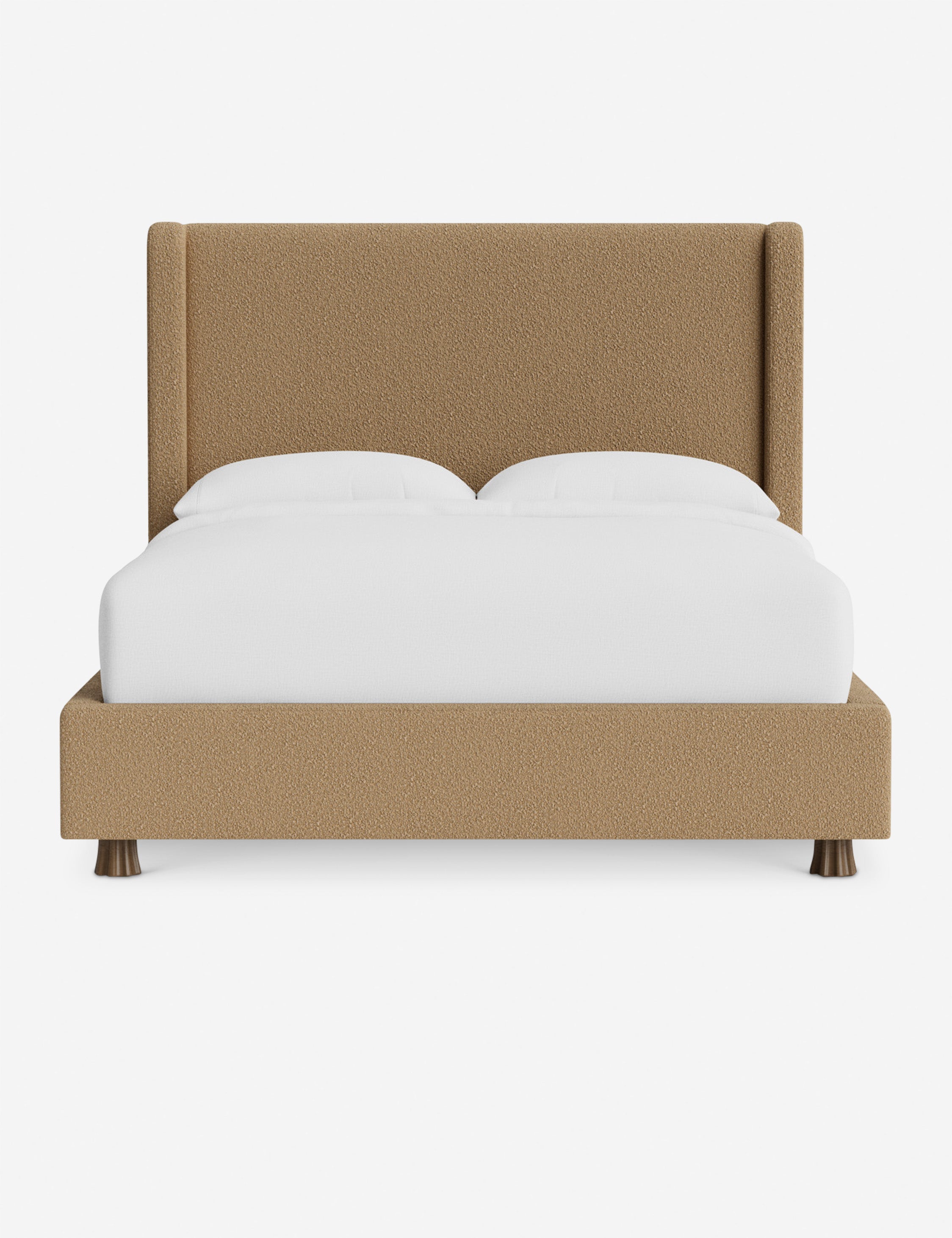 DOMINIQUE Platform Bed Frame by DISC Interiors - Modern Minimalist Wooden Bed with Upholstered Headboard | Perfect for Master Bedroom, Guest Room & Loft Apartments