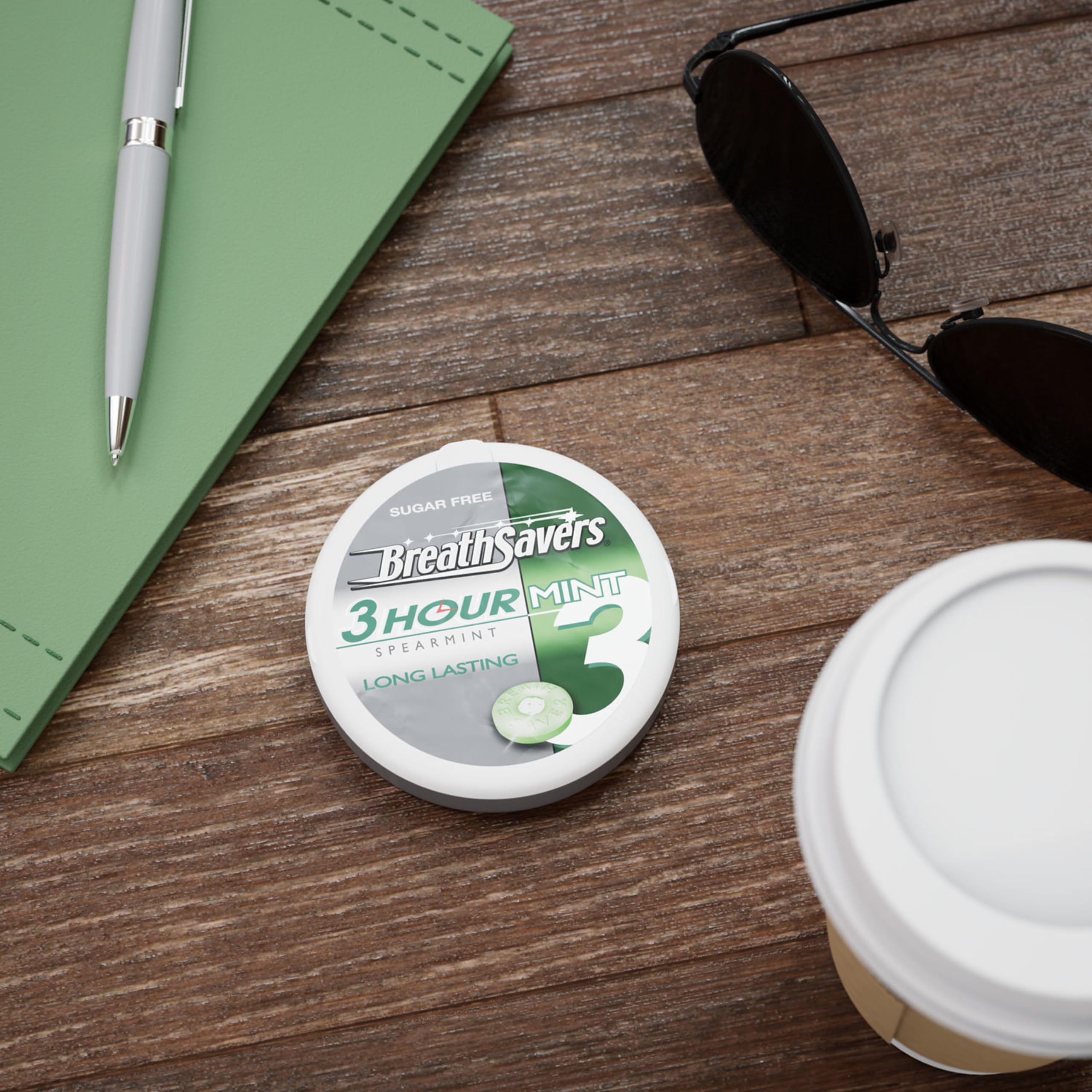 BREATH SAVERS Sugar Free Spearmint Breath Mints in Portable Tins - 1.27oz (8 Count Pack) | Fresh Breath Solution for Work, Travel & After Meals