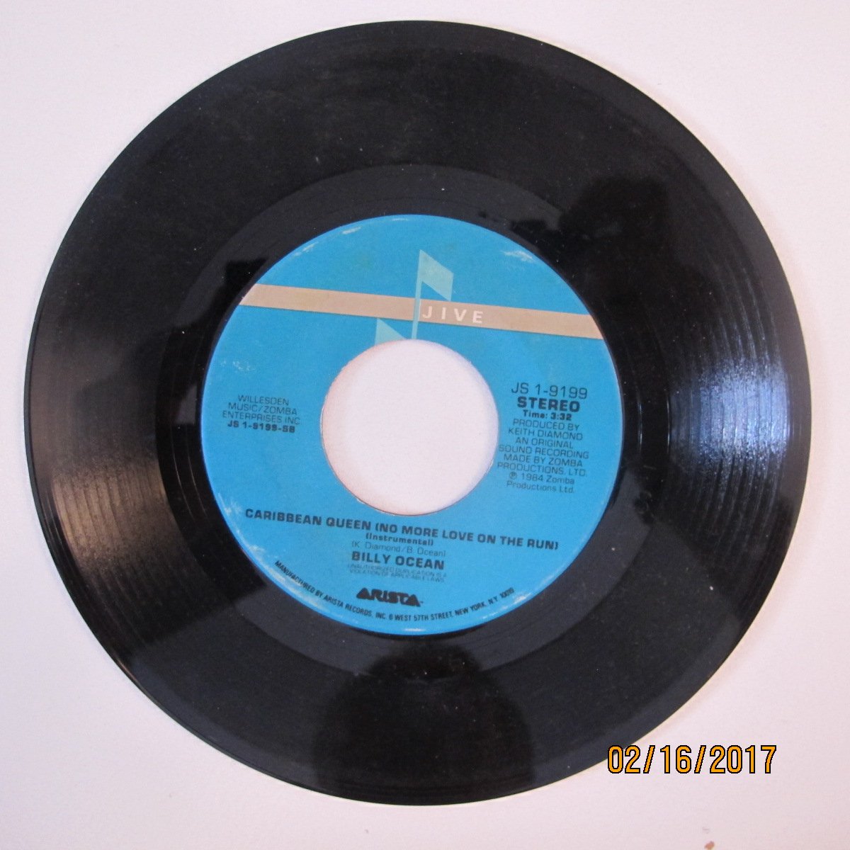 Billy Ocean 45 RPM Vinyl Single - Caribbean Queen / Caribbean Queen (Instrumental) - Perfect for Record Collectors & 80s Music Lovers