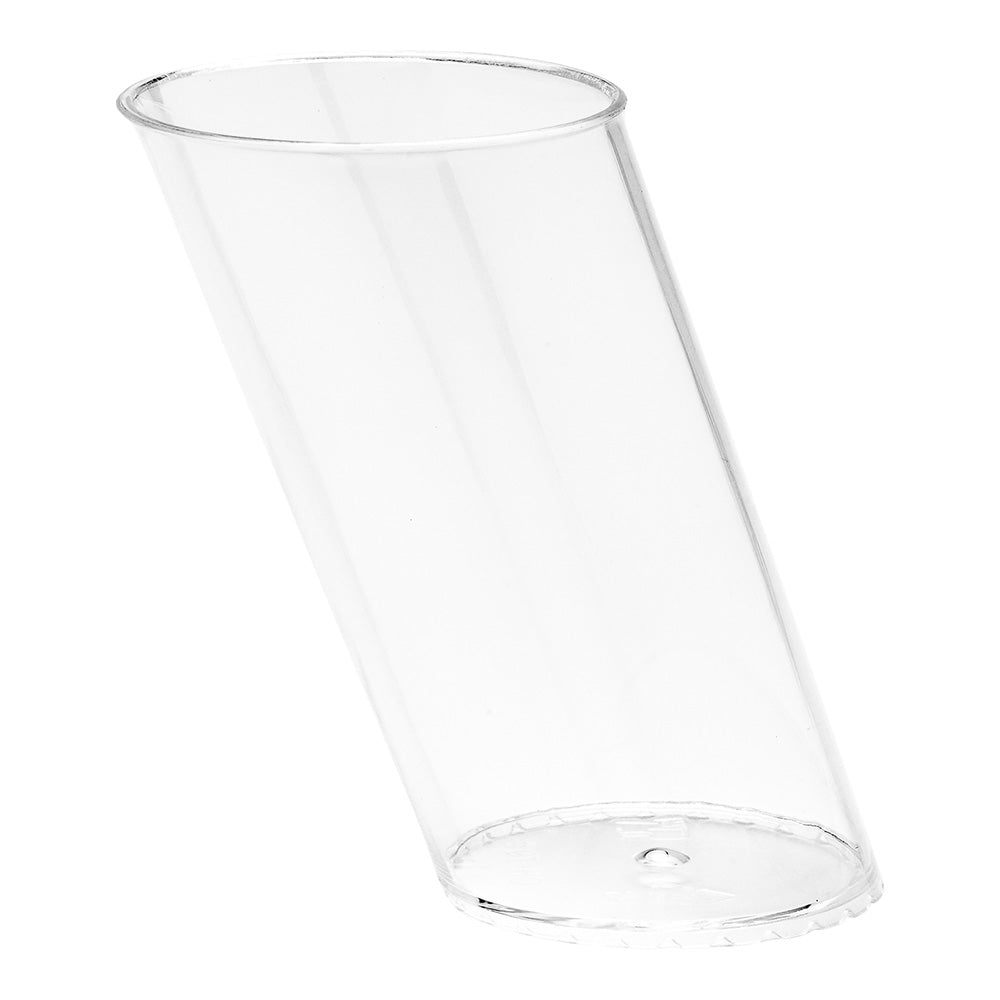 100 Pack 3 oz Clear Plastic Mini Slope Cups & 100 Silver Plastic Mini Forks - Perfect for Party Favors, Wedding Receptions, and Dessert Serving