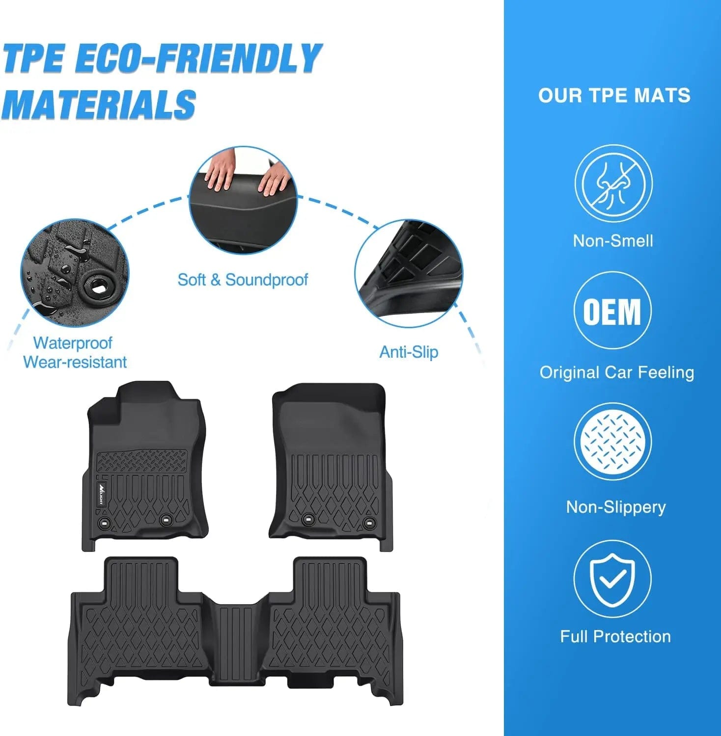 Premium TPE Floor Mats for Lexus GX460 (2014-2024) & Toyota 4Runner (2013-2023) - All-Weather Protection, Custom Fit, Easy to Clean - Perfect for Off-Roading, Camping, and Daily Driving