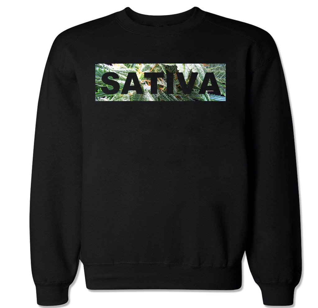 FTD Apparel Men's Sativa Flower Print Crew Neck Sweater - Soft Cotton Knit Pullover for Casual Wear & Street Style Outfits