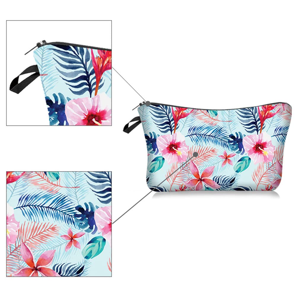 FITINI Floral Makeup Bag for Women - Waterproof Travel Cosmetic Organizer Pouch with Zipper, Portable Toiletry Storage Clutch for Girls | Perfect for Travel, Gym, Beach & Daily Essentials Organization