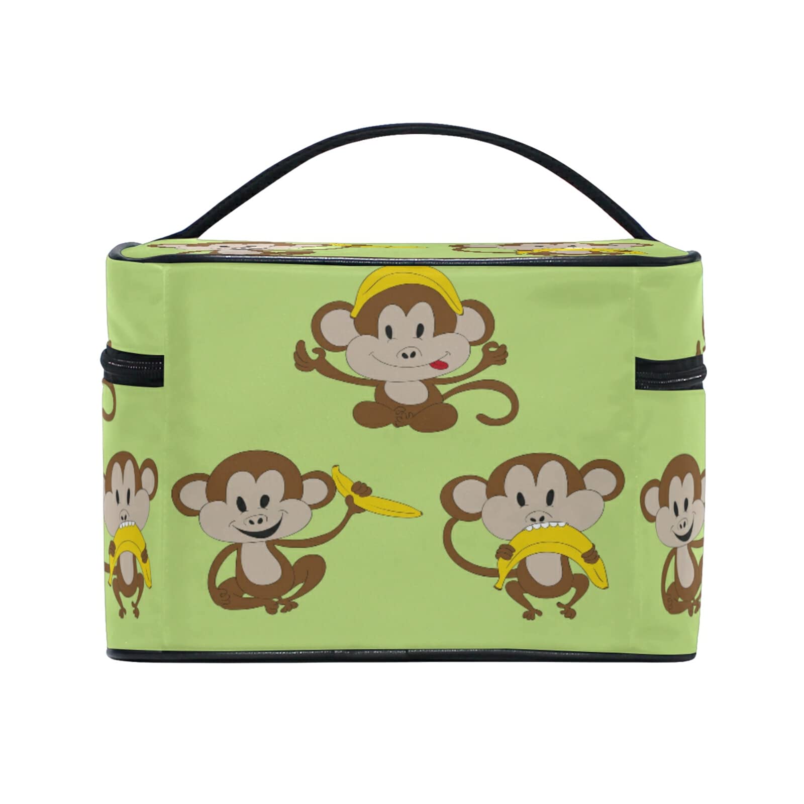 Adorable Baby Monkey Banana Print Makeup Bag for Women - Waterproof Cosmetic & Toiletry Travel Organizer - Perfect for Travel, Gym, and Daily Essentials Storage