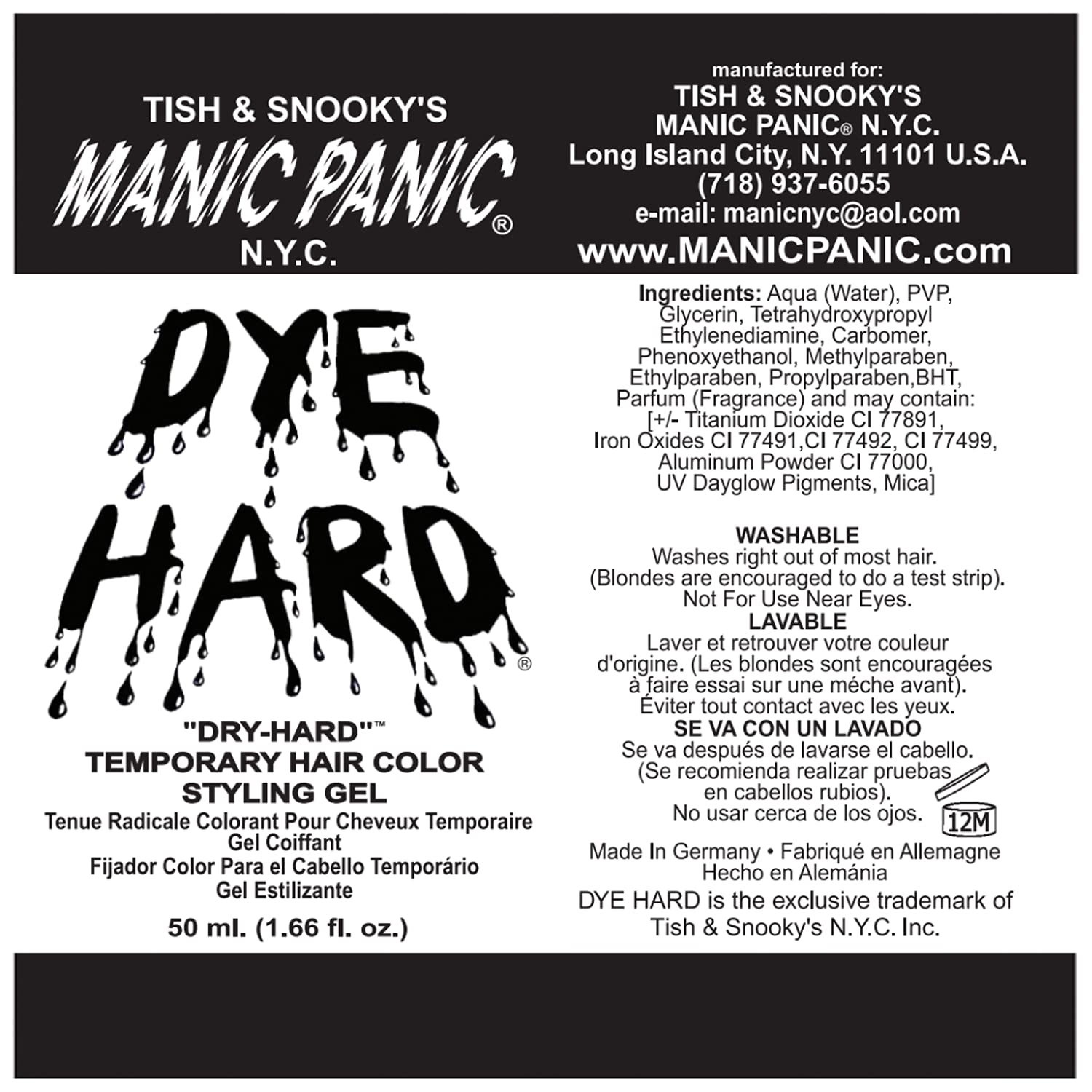 Manic Panic Glam Gold Hair Color Gel - Semi-Permanent Washable Hair Dye for Kids & Adults | Vibrant Gold Styling Gel for Parties, Halloween & Cosplay