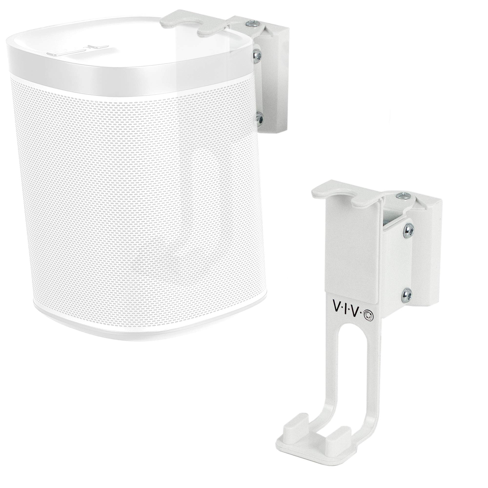 VIVO White Dual Wall Mount Brackets for Sonos One, SL, and Play:1 Speakers | Adjustable Mounting System for 2 Sonos Audio Devices (MOUNT-PLAY1W) | Perfect for Home Theater, Office, and Indoor Speaker Installation
