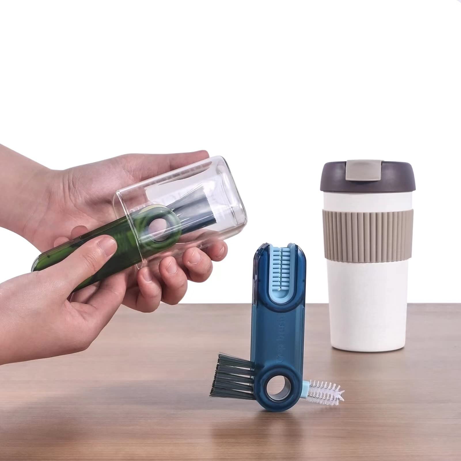 3-in-1 Cup Cleaner Brush Set - Silicone Bottle Cleaning Tools for Kitchen & Travel