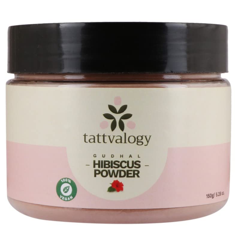 Tattvalogy Pure Herbal Hibiscus Powder with Eclipta Alba - Natural Skin & Hair Nourishment Treatment | Chemical-Free, Preservative-Free | DIY Hair Mask for Spa & Scalp Care | 150g Plastic Jar for Home & Professional Use