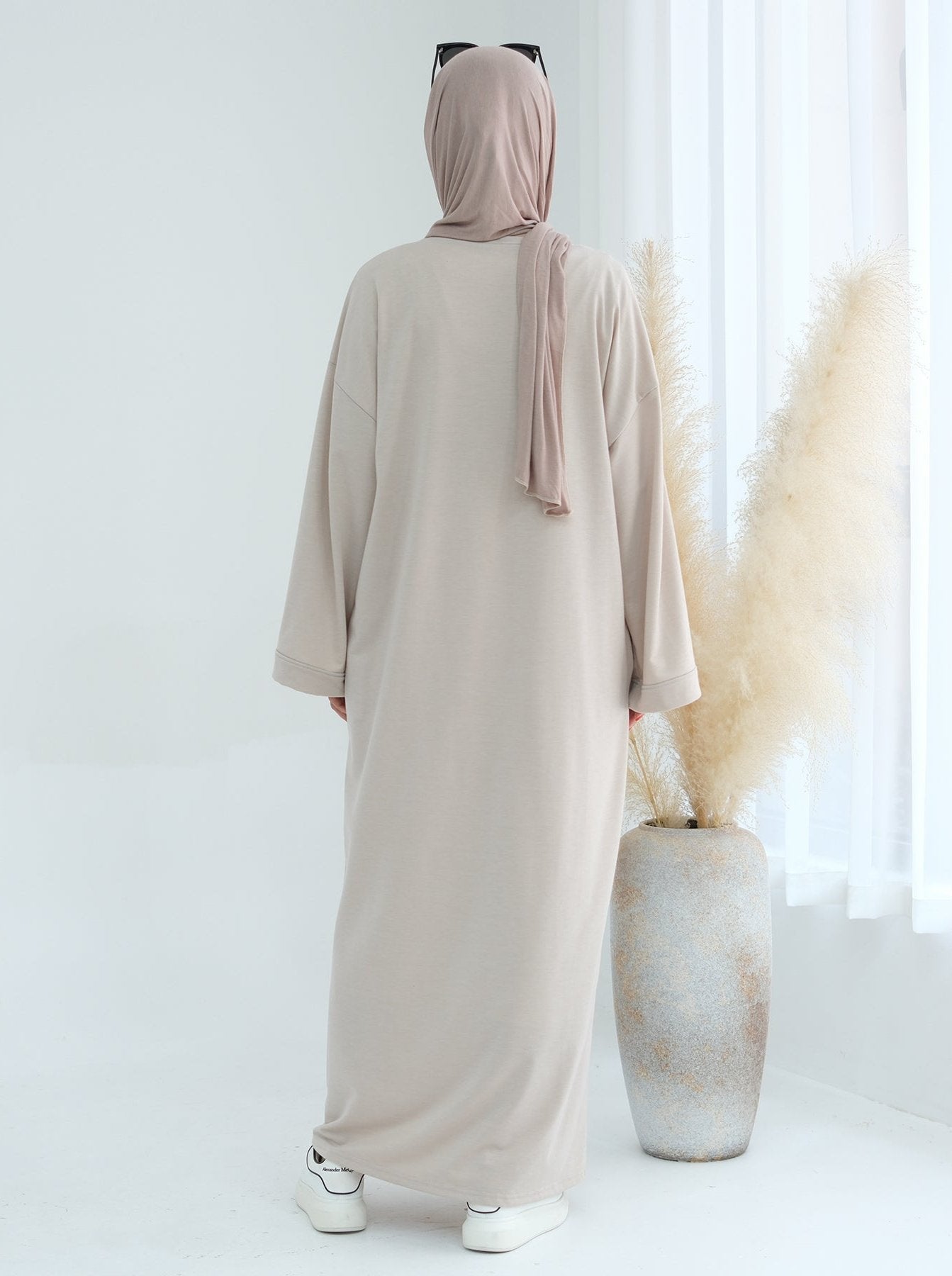 Ava Knit Maxi Dress for Women - Elegant Beige Long Sleeve Flowy Dress for Casual, Party & Wedding Guest Outfits | Perfect for Fall, Winter & Special Occasions