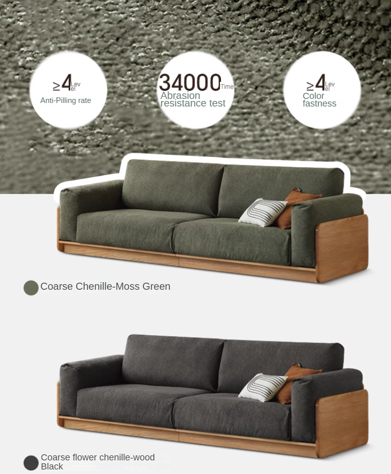Modern Oak Solid Wood Straight Floor Sofa - Elegant & Durable Living Room Seating for Home, Office, or Lounge Areas