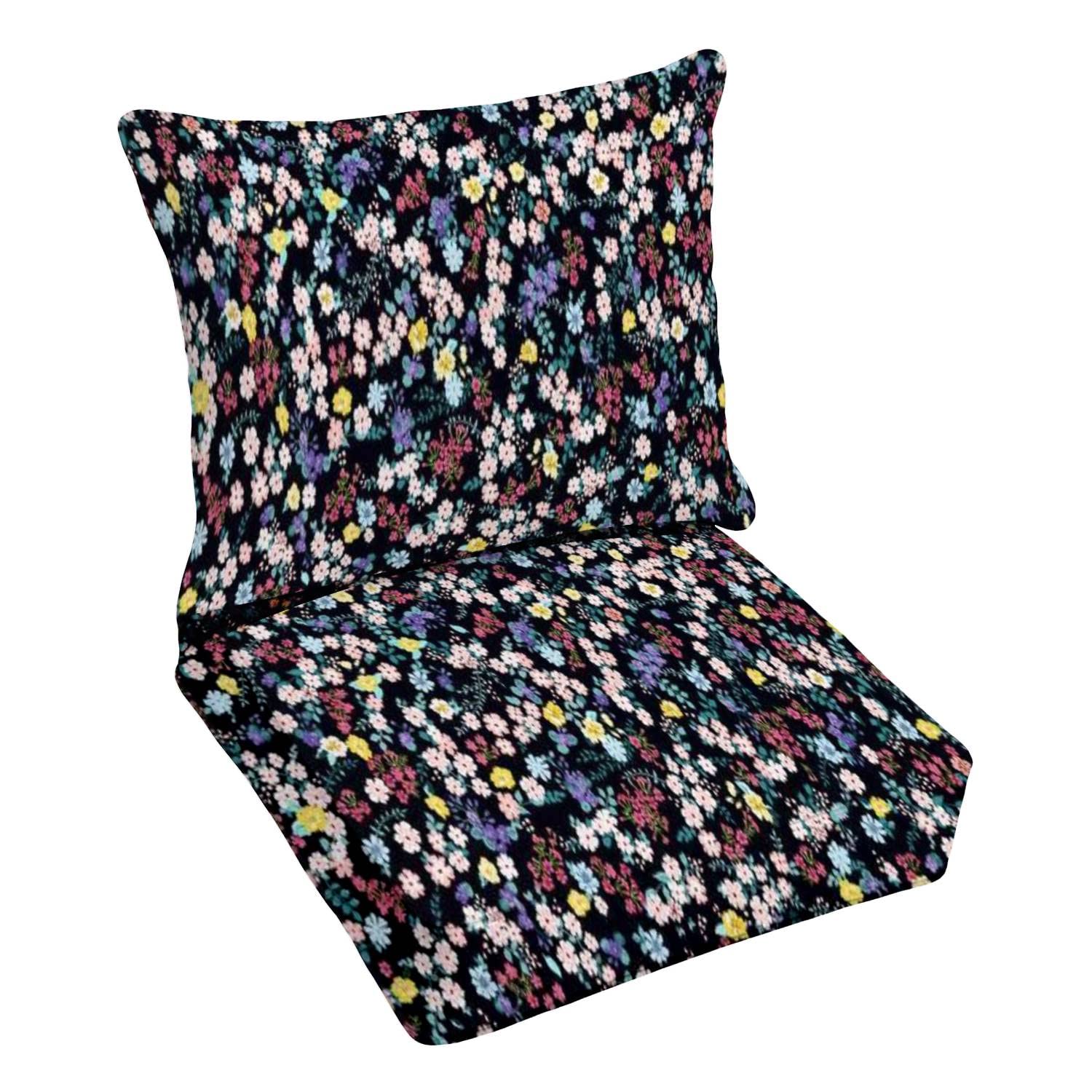 Outdoor Deep Seating Cushion Set - Liberty Style Millefleurs Floral Pattern, Premium Replacement Cushions for Patio Lounge Chairs | Waterproof & Comfortable for Garden, Poolside, and Outdoor Conversation Areas