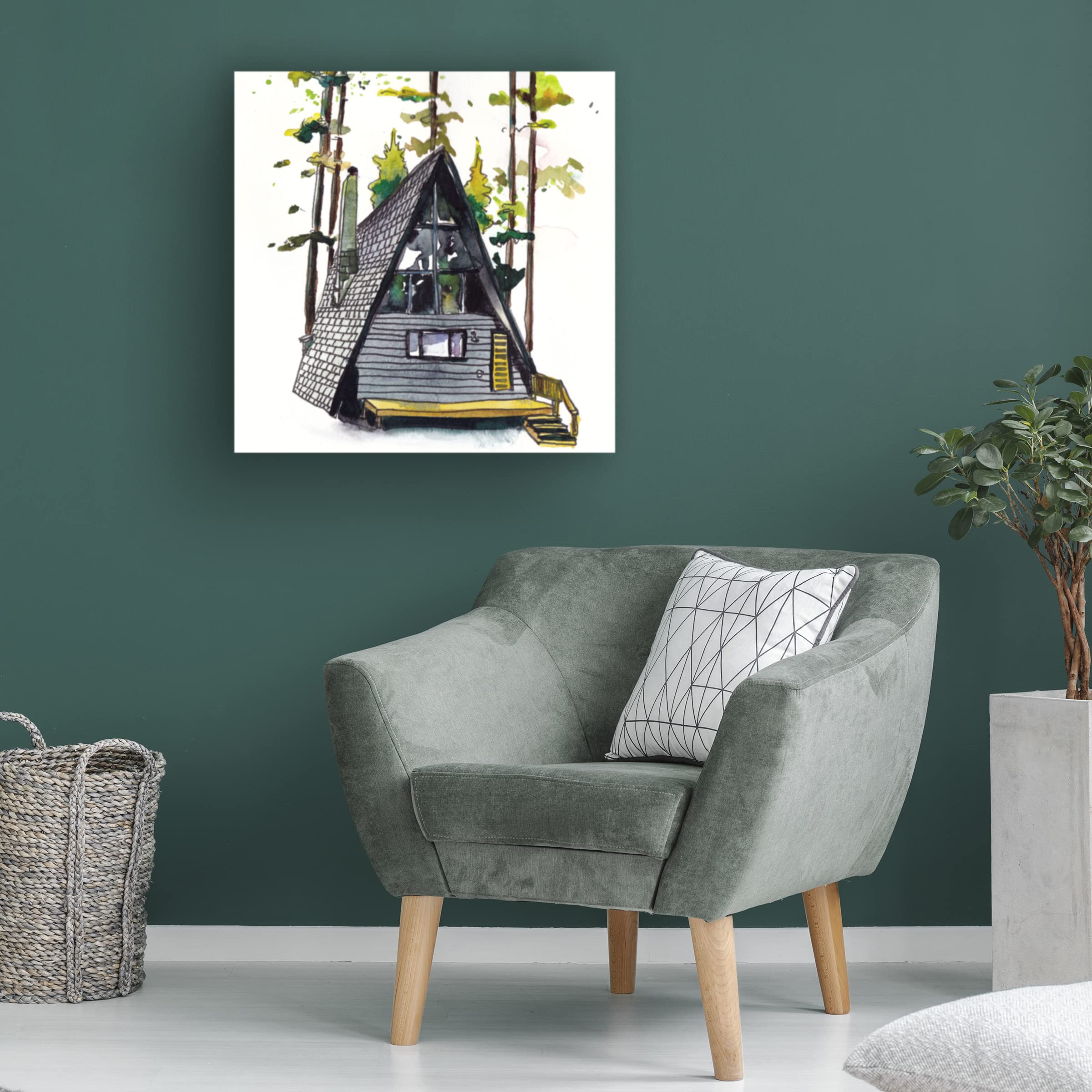 Paul McCreery 'Rad Cabin II' Canvas Wall Art Print - Modern Nature Landscape Painting for Living Room, Bedroom & Office Decor