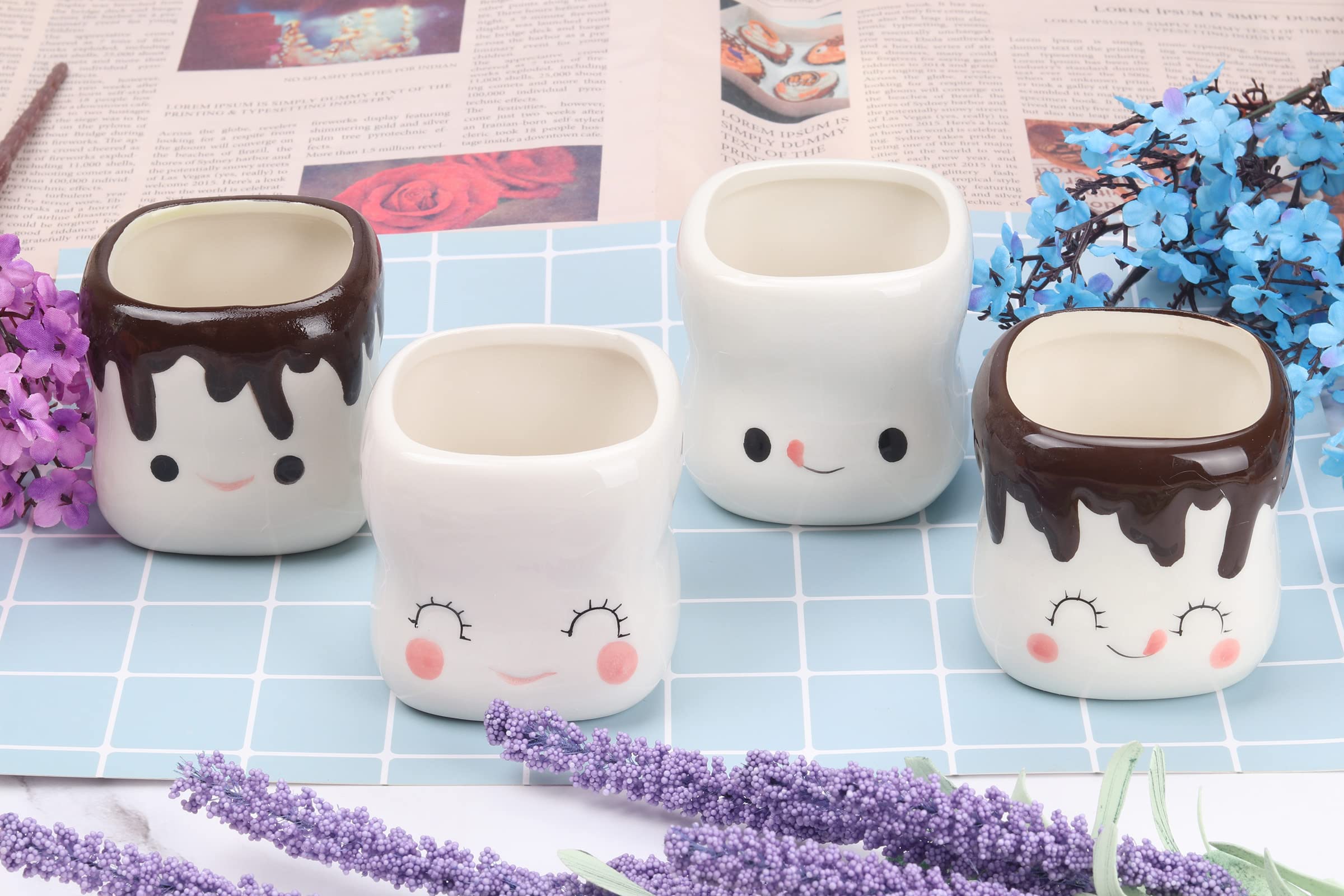 4-Pack Cute Marshmallow Mugs for Hot Chocolate & Cocoa - 6oz Insulated Ceramic Cups for Kids & Adults - Perfect Gift for Christmas, Mother's Day & Birthdays - Great for Family Gatherings, Sleepovers & Cozy Winter Nights