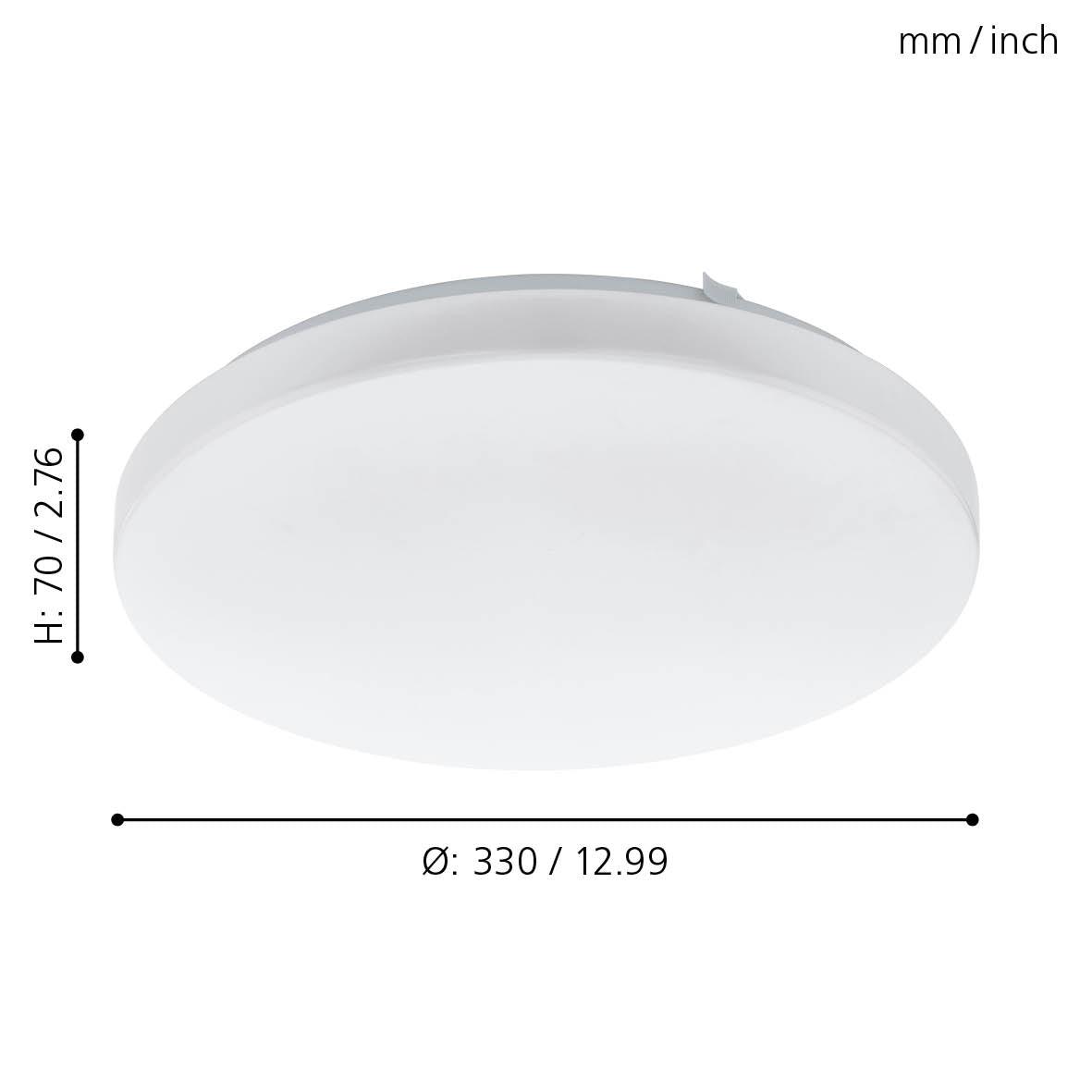 Eglo Frania 33cm White Round LED Flush Mount Ceiling Light - Modern Energy Efficient Lighting for Bedroom, Kitchen & Hallway