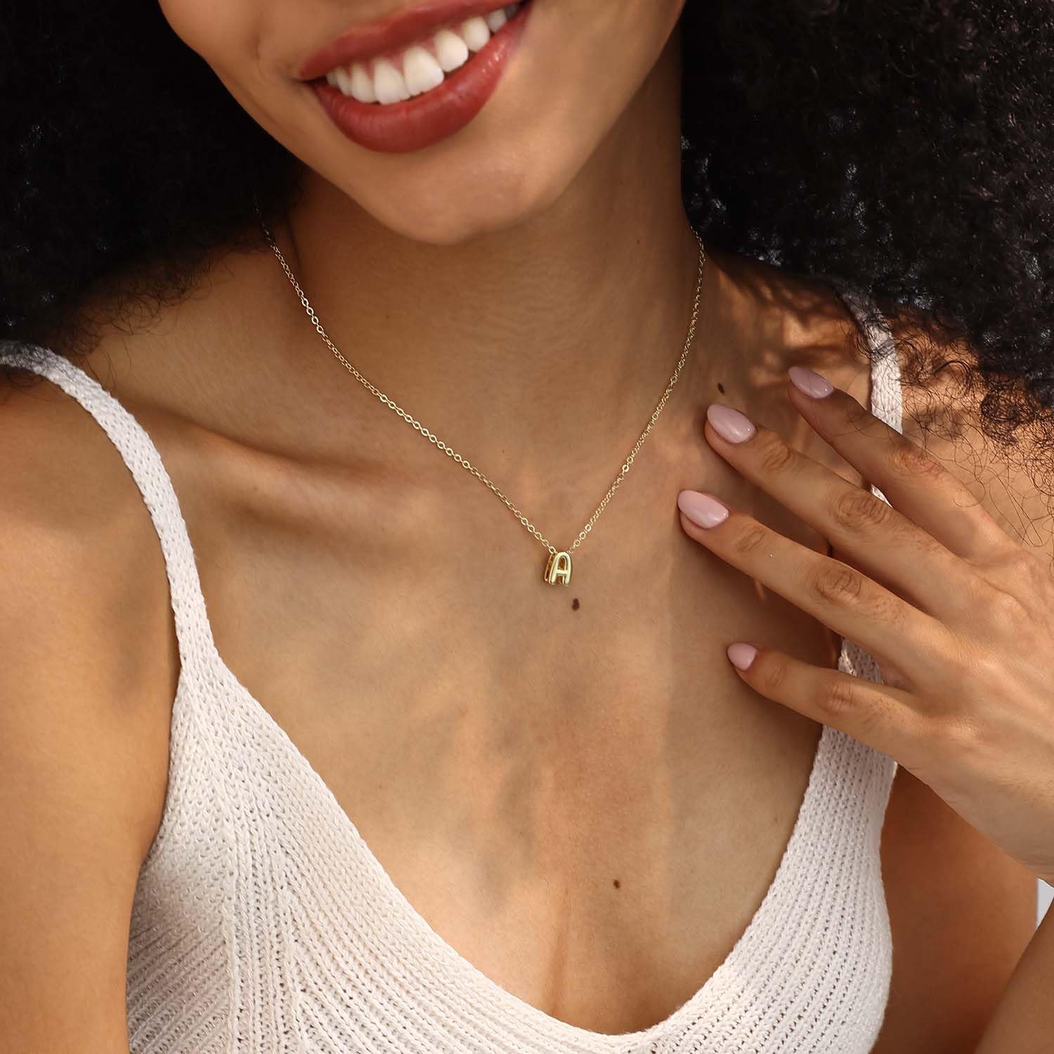 14K Gold Plated Layered Initial Necklace for Women - Personalized A-Z Bubble Letter Pendant, Dainty Choker, Stackable Name Jewelry - Perfect for Everyday Wear, Gifts, and Trendy Layered Looks