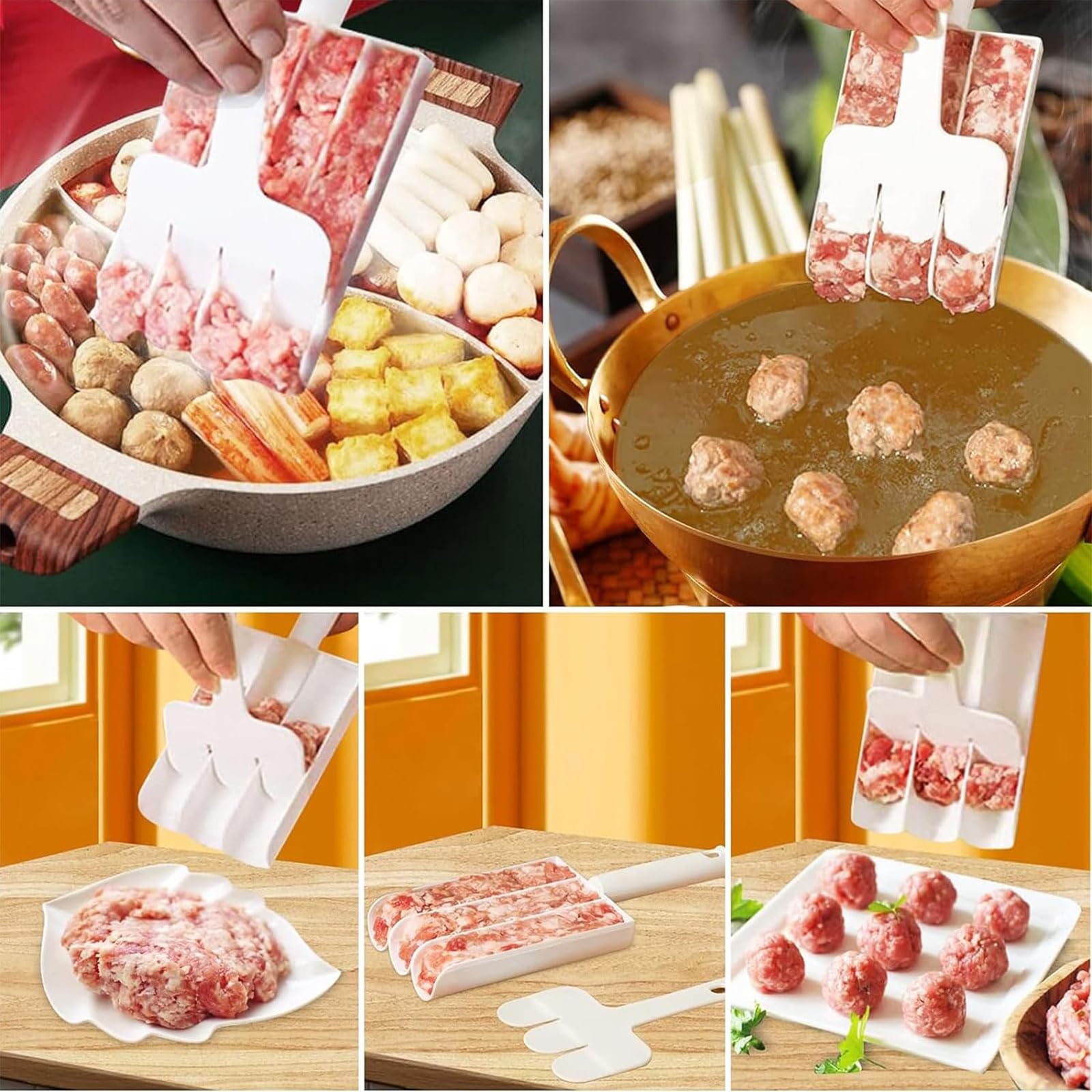 Versatile Kitchen Triple Meatball Maker - Stainless Steel Meatball & Fish Ball Maker Set for Home Cooking | Perfect for Meal Prep, Party Snacks & Family Dinners