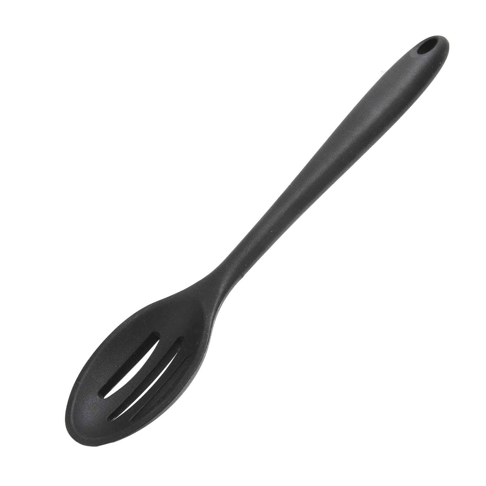 Non-Scratch Silicone Cooking Spoon - Kitchen Utensil for Mixing & Salad (Black) - Perfect for Baking & Cooking