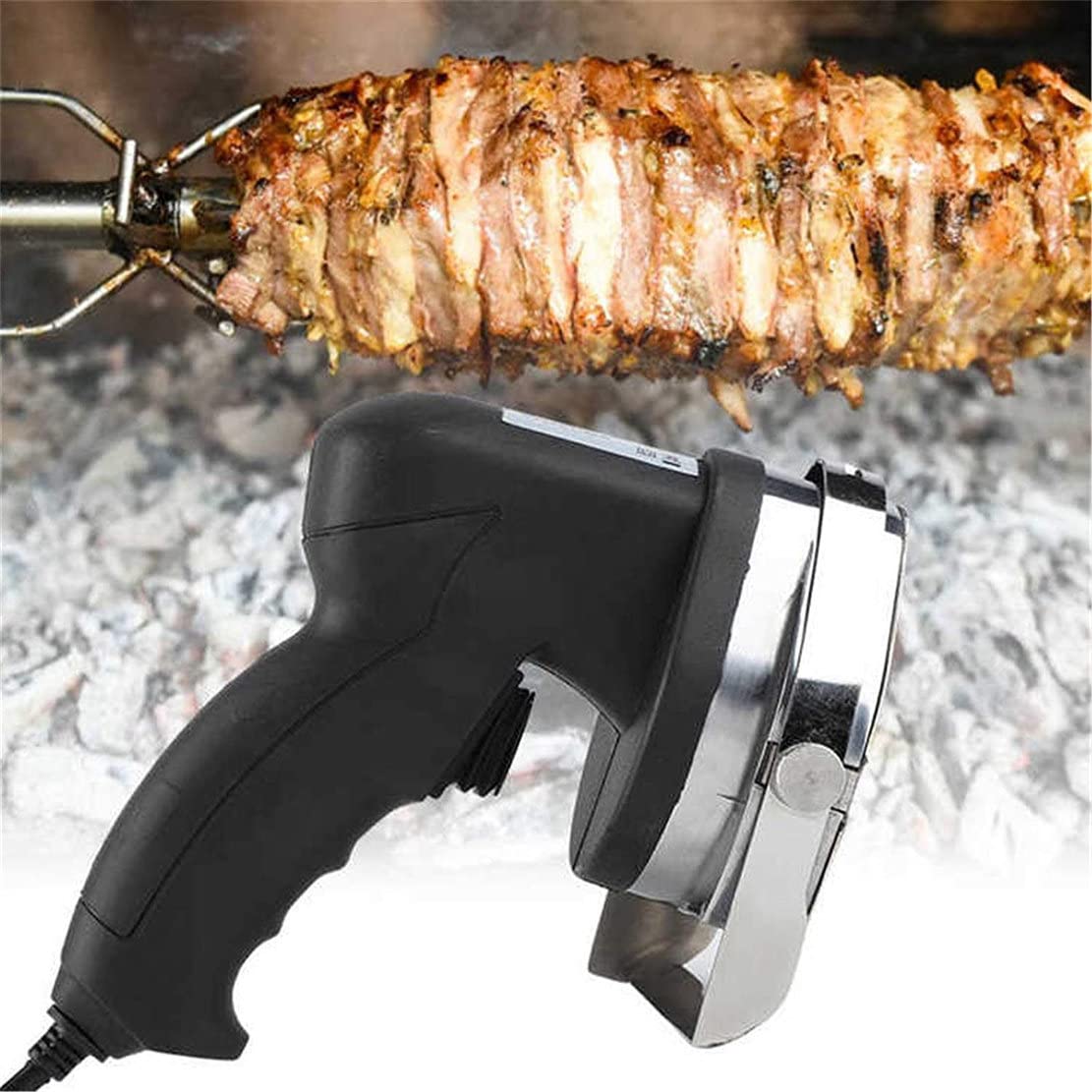 80W Electric Turkish Kebab Knife - Professional Stainless Steel Shawarma Doner Meat Slicer | Commercial Grade Handheld Kebab Cutter Machine with Wired Power | Perfect for Restaurants, Food Trucks & Home Cooking