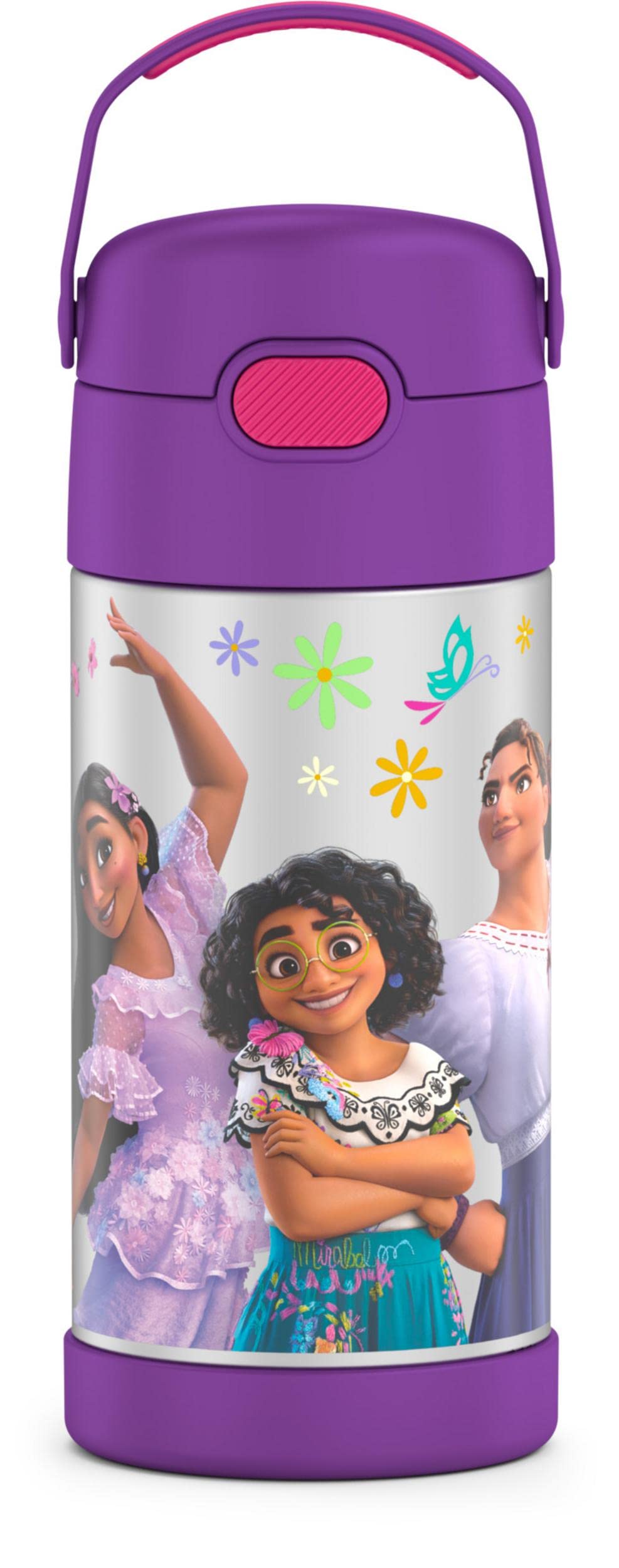 Thermos Funtainer 12oz Stainless Steel Vacuum Insulated Kids Water Bottle with Straw - Encanto & Frozen 2 Designs Bundle | Leakproof for School, Travel & Outdoor Activities