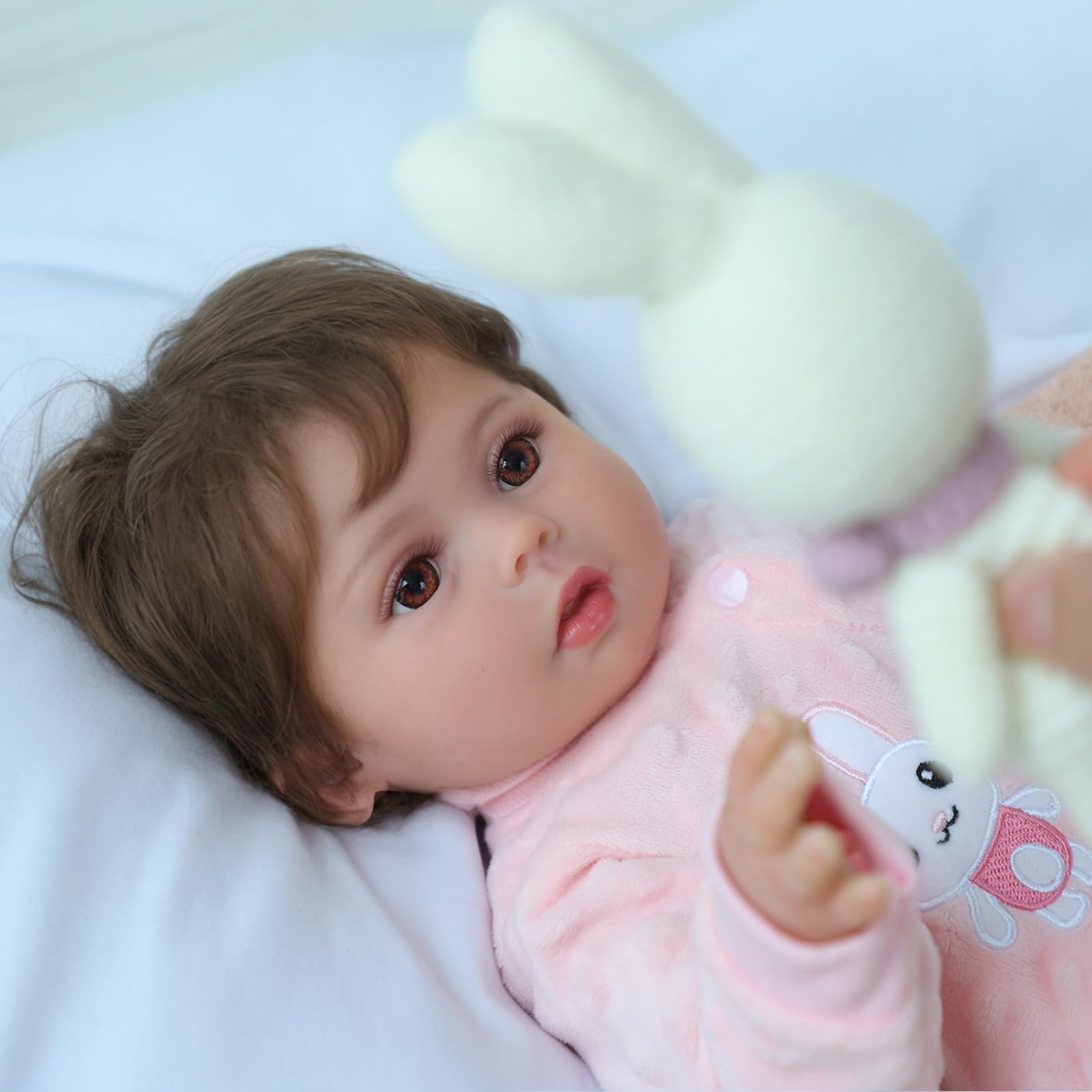 SCOM 18 Inch Realistic Reborn Baby Doll - Lifelike Silicone & Vinyl Girl Doll with Weighted Body, Perfect Gift for Kids Ages 3+ | Great for Playtime, Therapy, Collecting & Photography Props