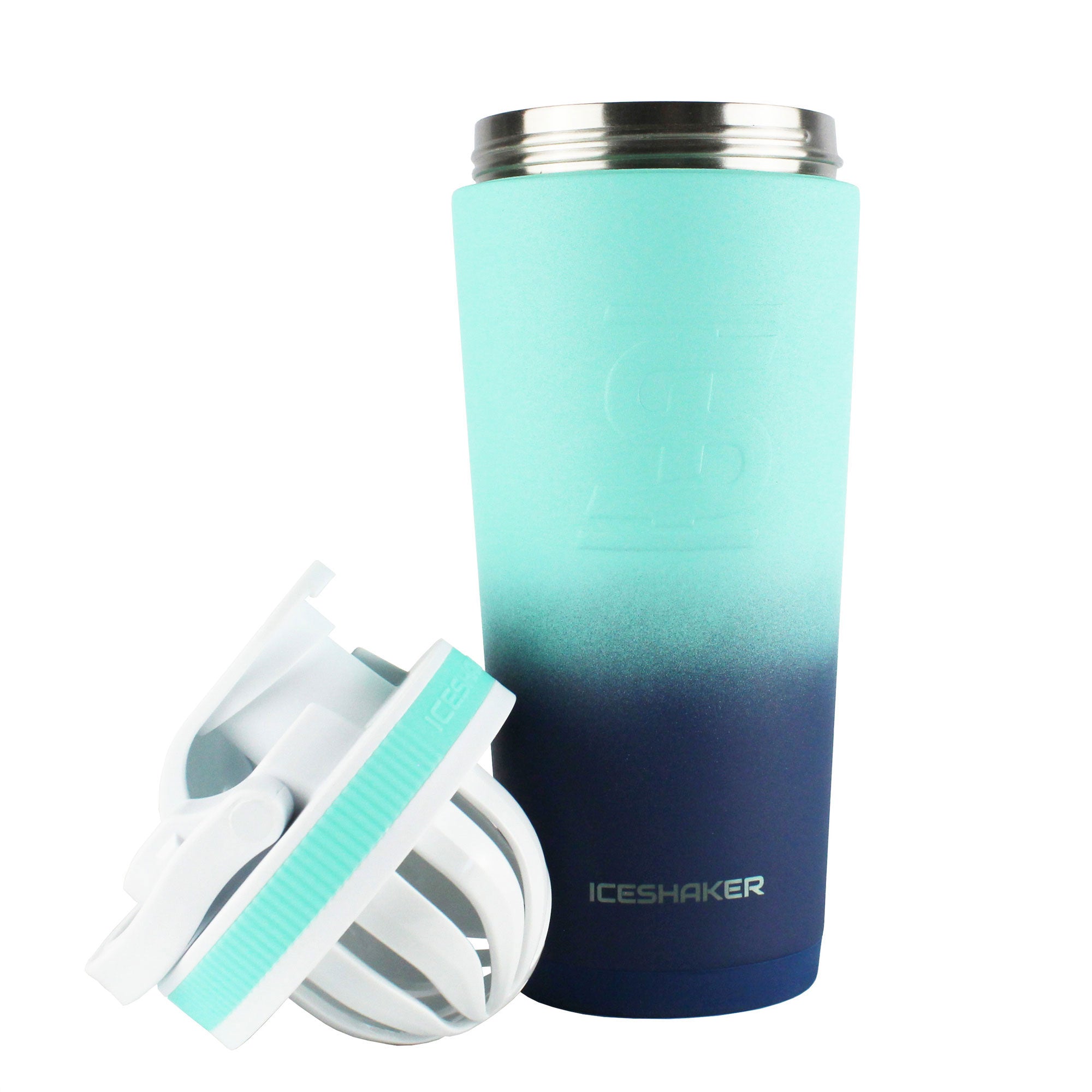 FIT2SERVE 26oz Protein Shaker Bottle with Lid - Navy Mint Ombre Gradient Design - Perfect for Gym, Workouts, and Post-Workout Recovery